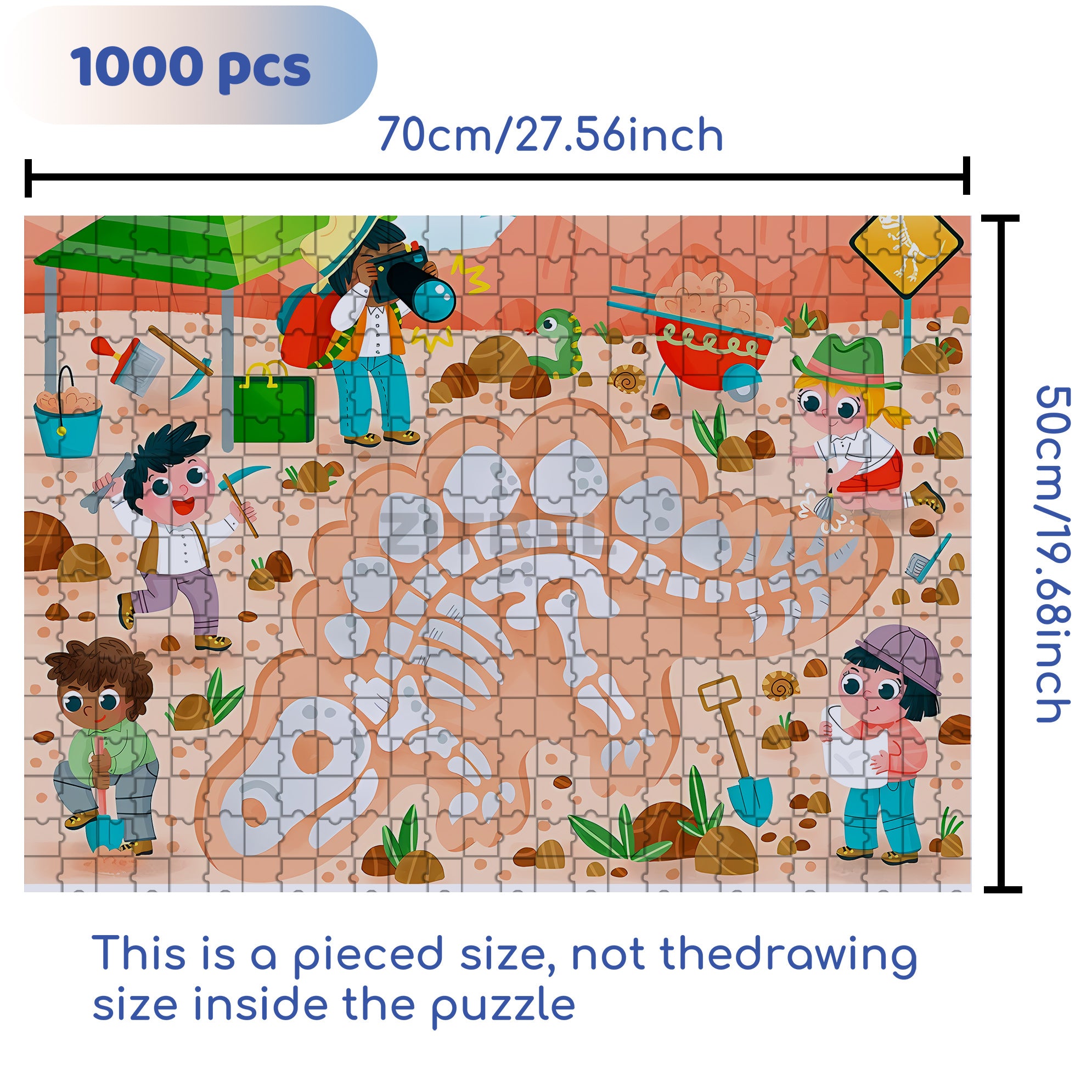 Dinosaur Fossil 500pcs/1000pcs Jigsaw Puzzle, Scratch-Resistant, Interactive Family Game & Brain-Boosting DIY Decor, Perfect for Halloween, Christmas & New Year Gifts, Family Puzzle Game