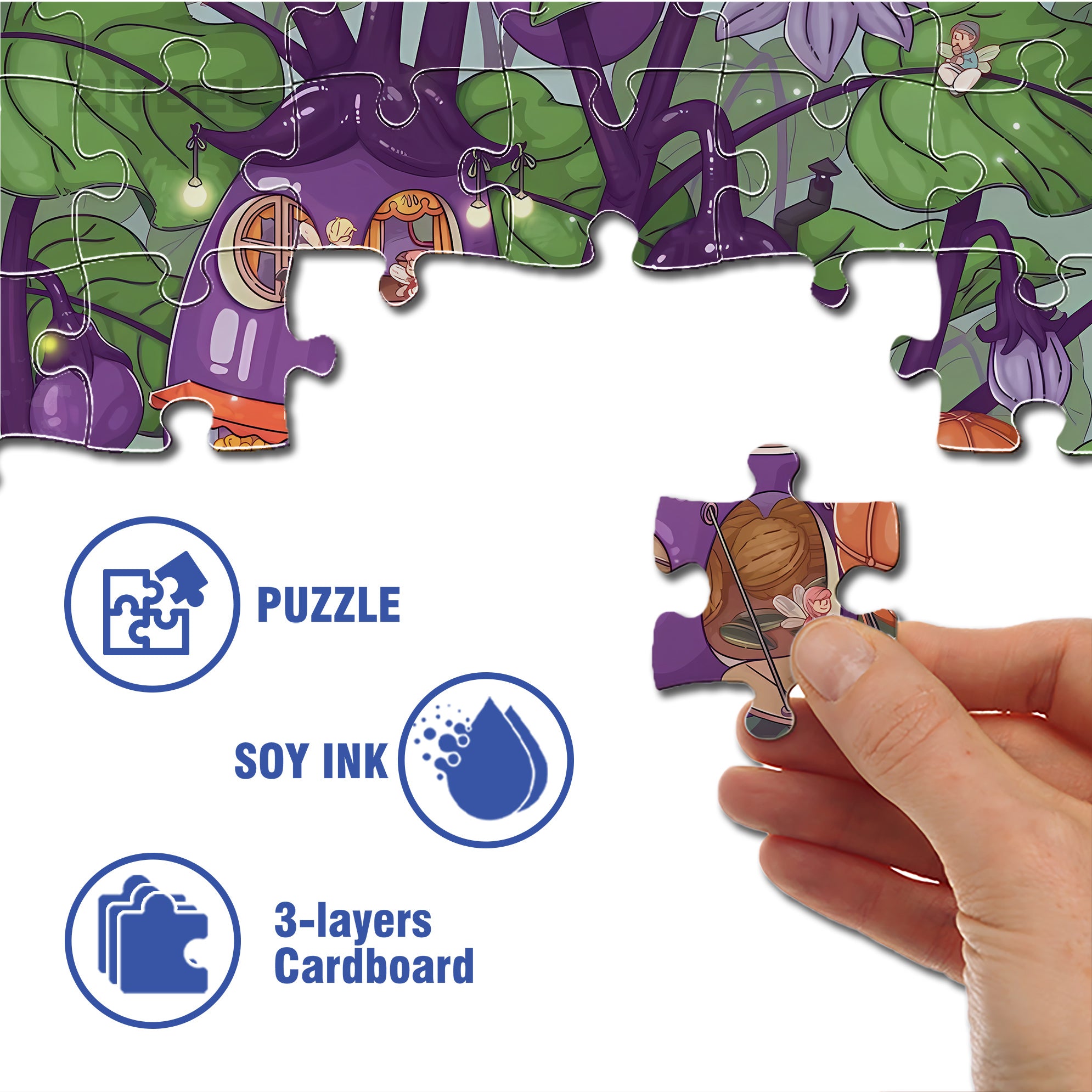 Eggplant Paradise 500pcs/1000pcs Jigsaw Puzzle, Scratch-Resistant, Interactive Family Game & Brain-Boosting DIY Decor, Perfect for Halloween, Christmas & New Year Gifts, Family Puzzle Game