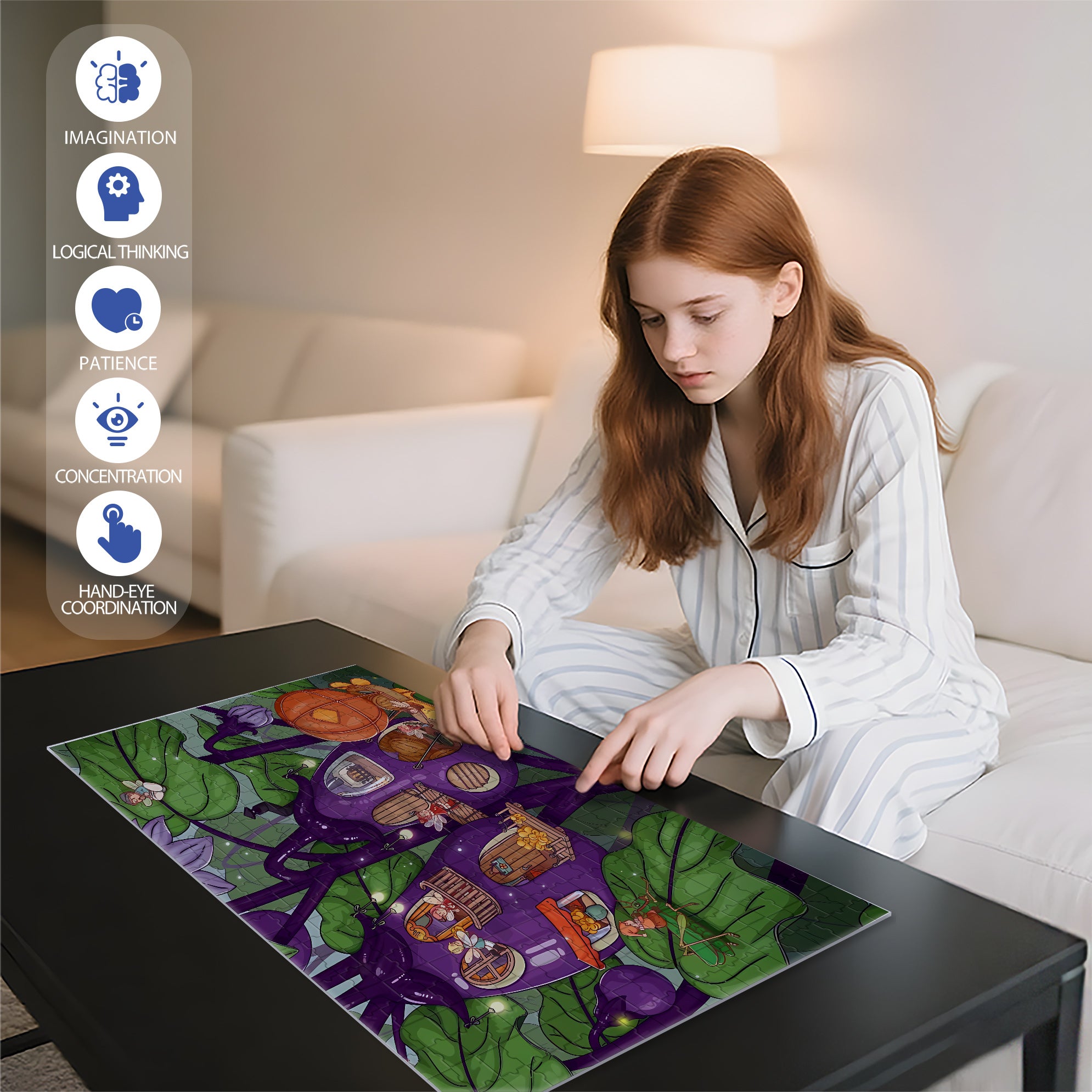 Eggplant Paradise 500pcs/1000pcs Jigsaw Puzzle, Scratch-Resistant, Interactive Family Game & Brain-Boosting DIY Decor, Perfect for Halloween, Christmas & New Year Gifts, Family Puzzle Game