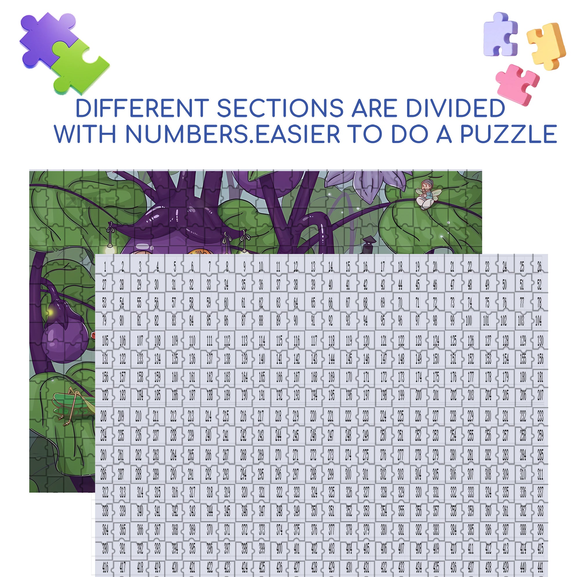 Eggplant Paradise 500pcs/1000pcs Jigsaw Puzzle, Scratch-Resistant, Interactive Family Game & Brain-Boosting DIY Decor, Perfect for Halloween, Christmas & New Year Gifts, Family Puzzle Game