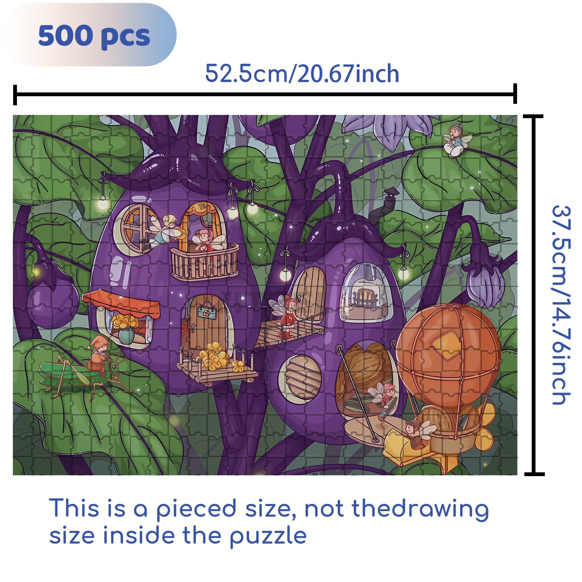 Eggplant Paradise 500pcs/1000pcs Jigsaw Puzzle, Scratch-Resistant, Interactive Family Game & Brain-Boosting DIY Decor, Perfect for Halloween, Christmas & New Year Gifts, Family Puzzle Game