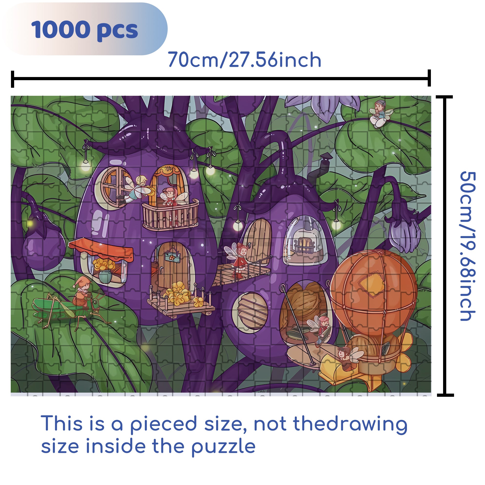 Eggplant Paradise 500pcs/1000pcs Jigsaw Puzzle, Scratch-Resistant, Interactive Family Game & Brain-Boosting DIY Decor, Perfect for Halloween, Christmas & New Year Gifts, Family Puzzle Game