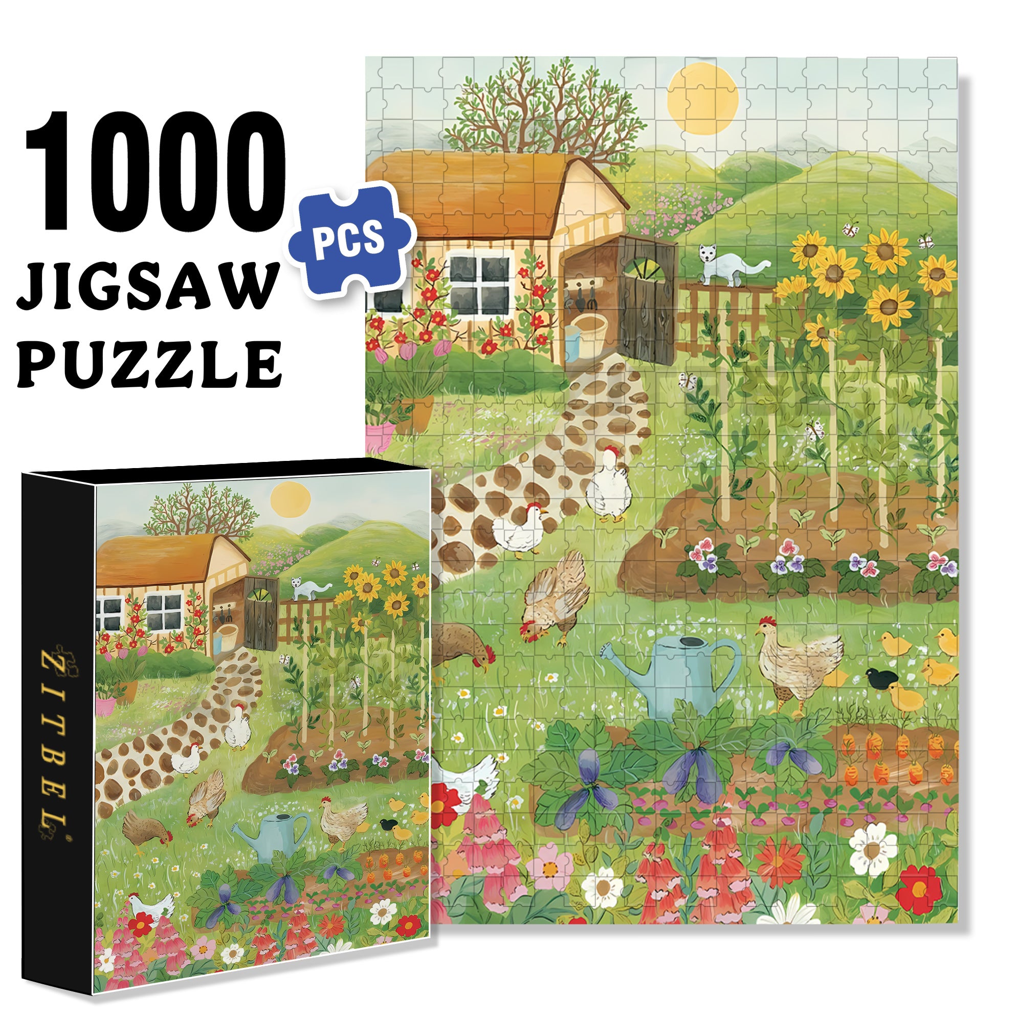 Farmhouse 500pcs/1000pcs Jigsaw Puzzle, Scratch-Resistant, Interactive Family Game & Brain-Boosting DIY Decor, Perfect for Halloween, Christmas & New Year Gifts, Family Puzzle Game