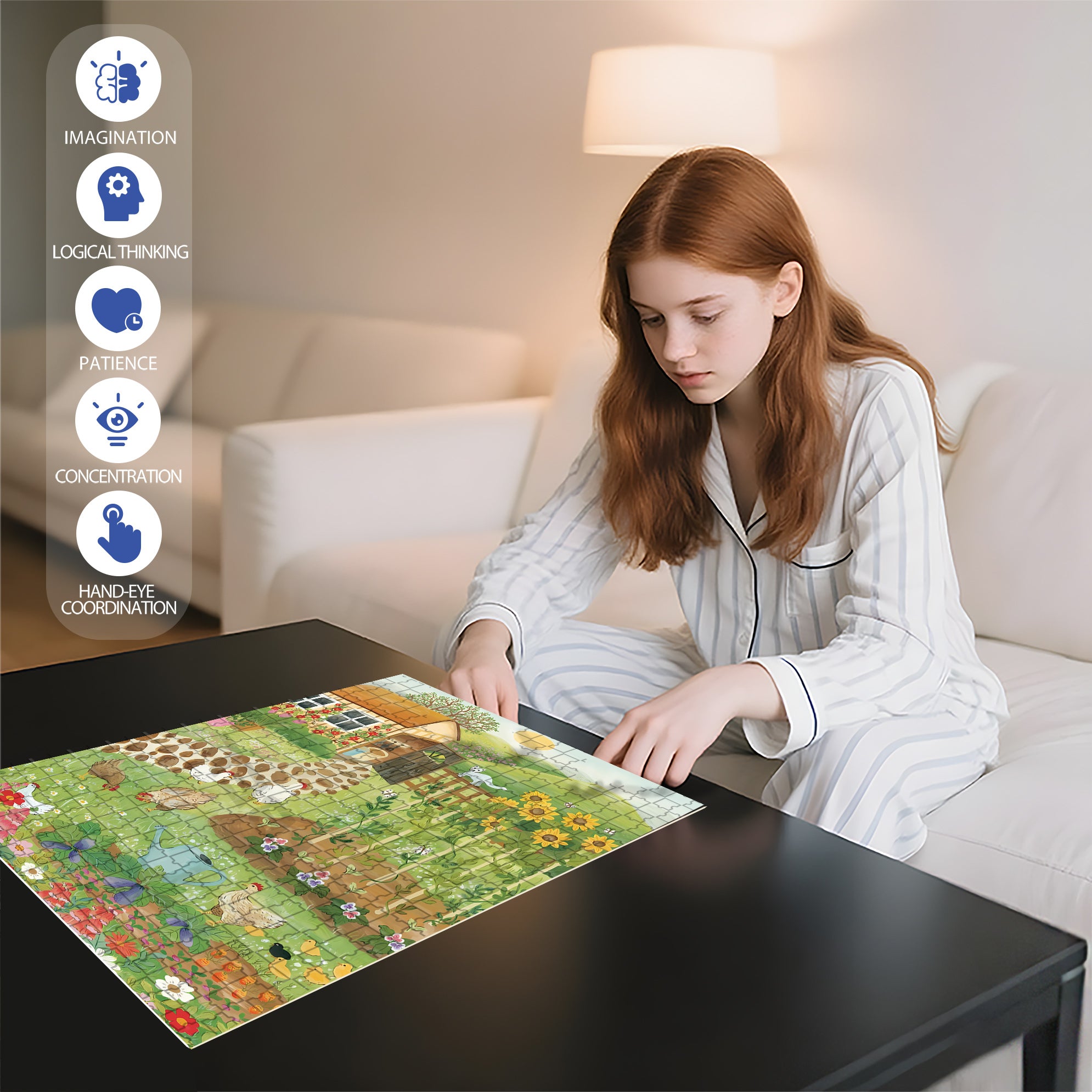 Farmhouse 500pcs/1000pcs Jigsaw Puzzle, Scratch-Resistant, Interactive Family Game & Brain-Boosting DIY Decor, Perfect for Halloween, Christmas & New Year Gifts, Family Puzzle Game