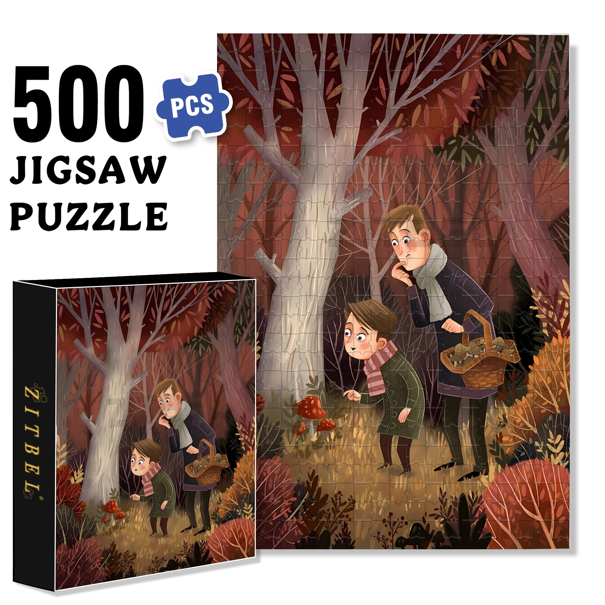 Field Gathering 500pcs/1000pcs Jigsaw Puzzle, Scratch-Resistant, Interactive Family Game & Brain-Boosting DIY Decor, Perfect for Halloween, Christmas & New Year Gifts, Family Puzzle Game