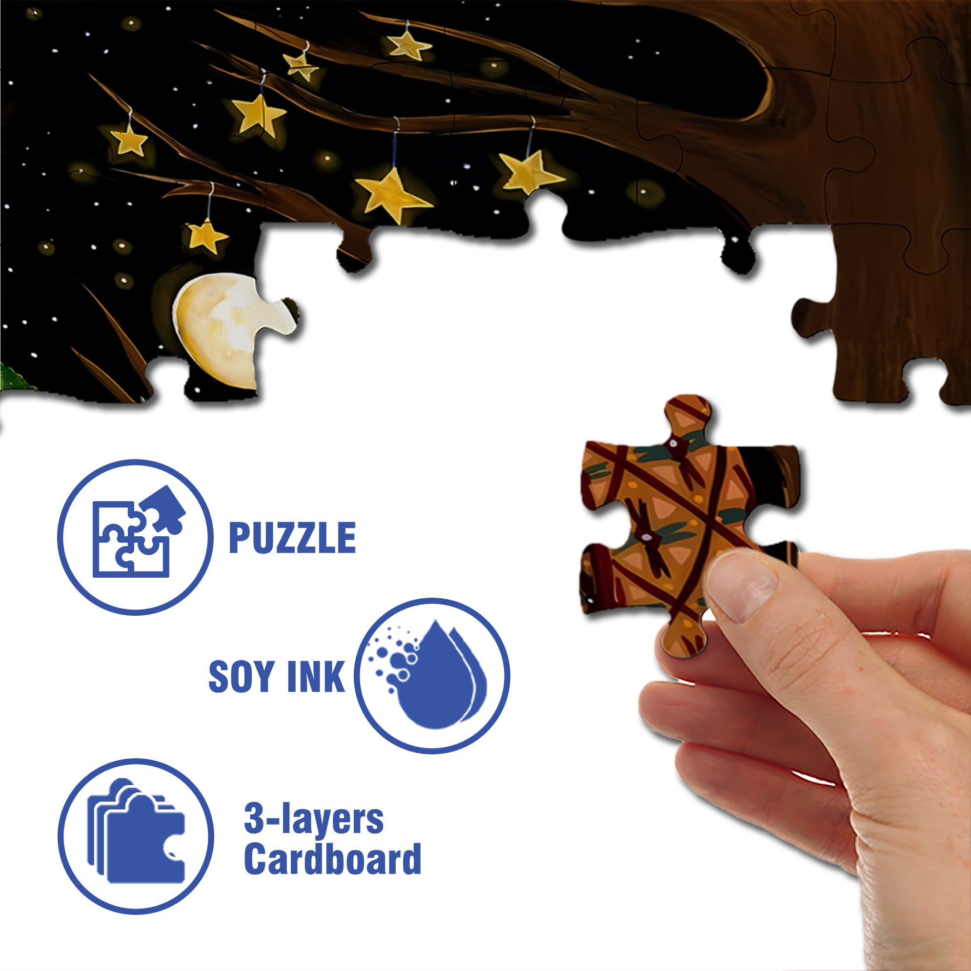 Forest Night 500pcs/1000pcs Jigsaw Puzzle, Scratch-Resistant, Interactive Family Game & Brain-Boosting DIY Decor, Perfect for Halloween, Christmas & New Year Gifts, Family Puzzle Game