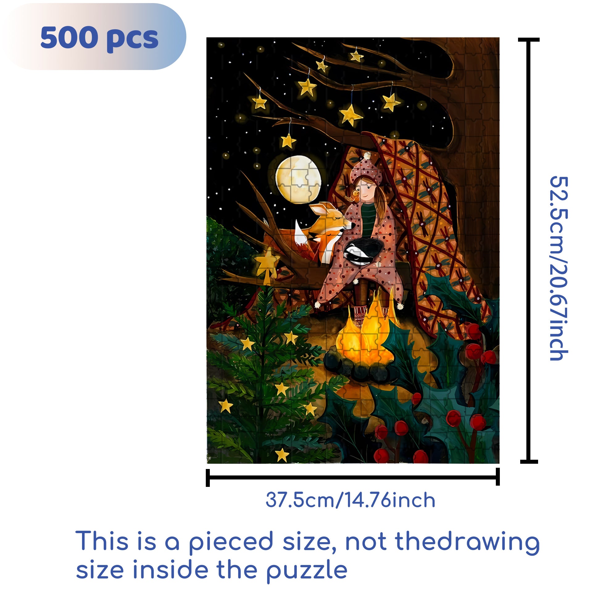 Forest Night 500pcs/1000pcs Jigsaw Puzzle, Scratch-Resistant, Interactive Family Game & Brain-Boosting DIY Decor, Perfect for Halloween, Christmas & New Year Gifts, Family Puzzle Game