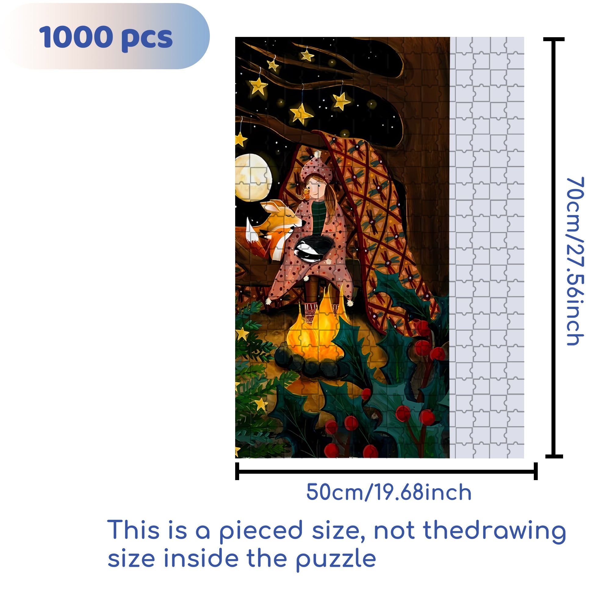 Forest Night 500pcs/1000pcs Jigsaw Puzzle, Scratch-Resistant, Interactive Family Game & Brain-Boosting DIY Decor, Perfect for Halloween, Christmas & New Year Gifts, Family Puzzle Game