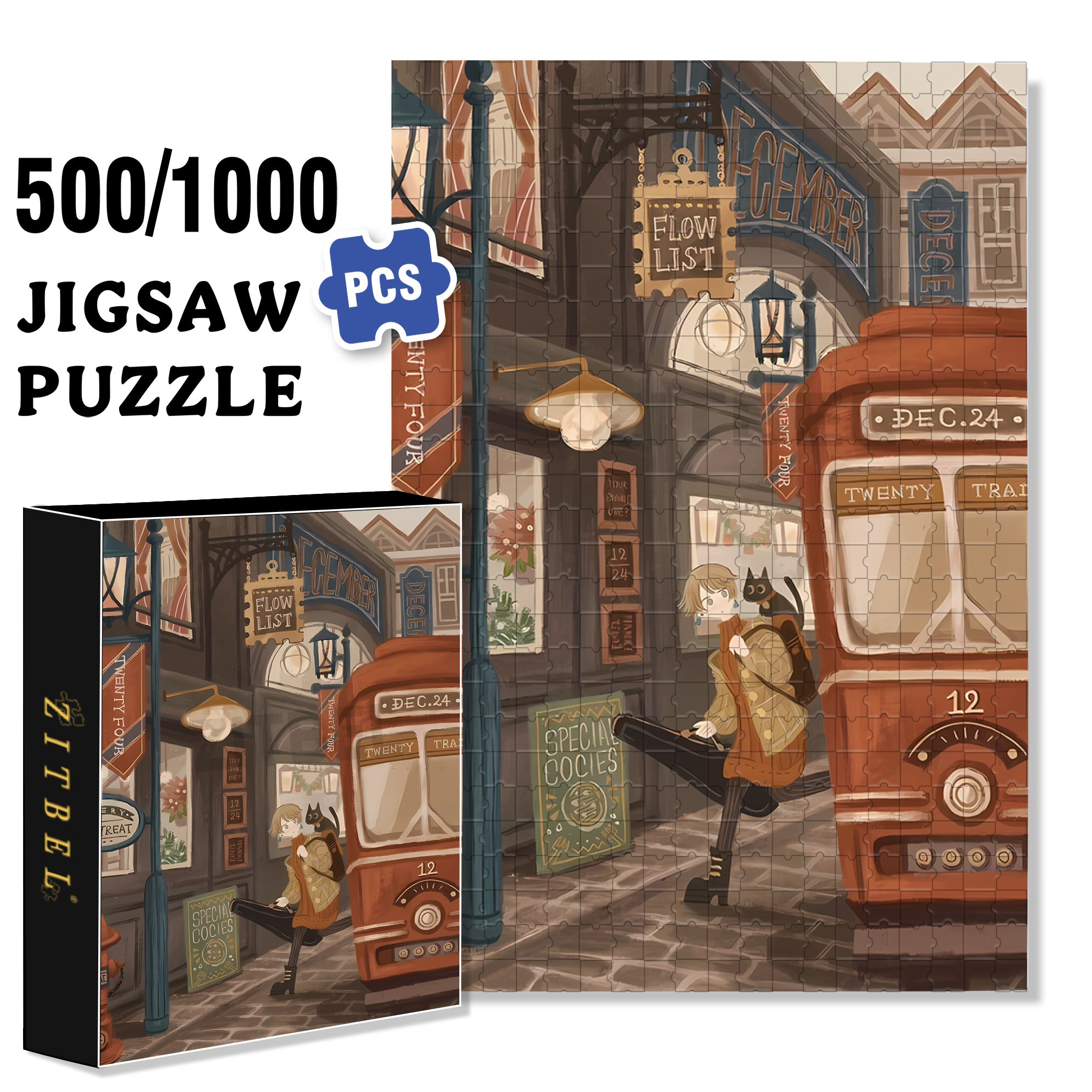 Get Off 500pcs/1000pcs Jigsaw Puzzle, Scratch-Resistant, Interactive Family Game & Brain-Boosting DIY Decor, Perfect for Halloween, Christmas & New Year Gifts, Family Puzzle Game