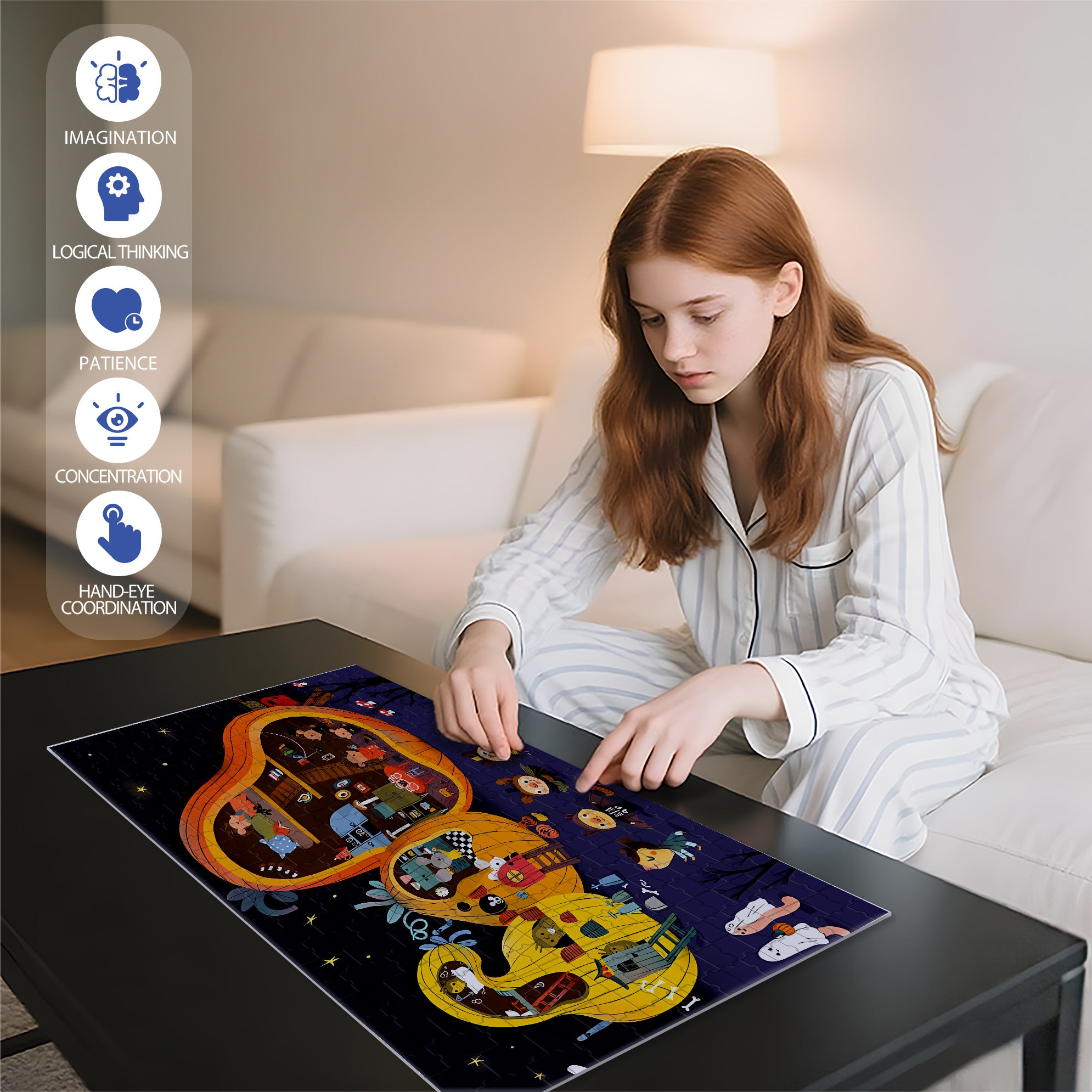 Halloween 500pcs/1000pcs Jigsaw Puzzle, Scratch-Resistant, Interactive Family Game & Brain-Boosting DIY Decor, Perfect for Halloween, Christmas & New Year Gifts, Family Puzzle Game
