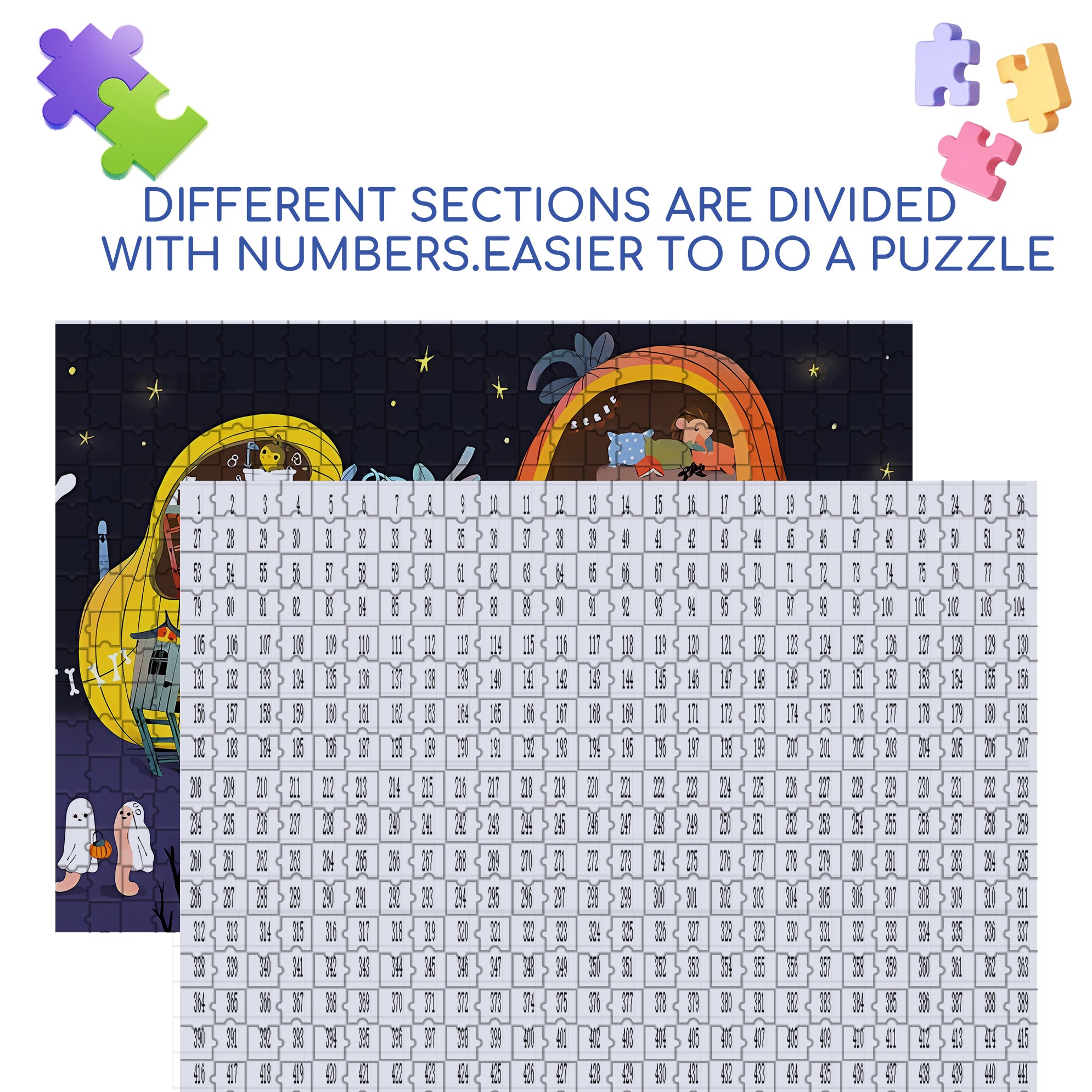 Halloween 500pcs/1000pcs Jigsaw Puzzle, Scratch-Resistant, Interactive Family Game & Brain-Boosting DIY Decor, Perfect for Halloween, Christmas & New Year Gifts, Family Puzzle Game