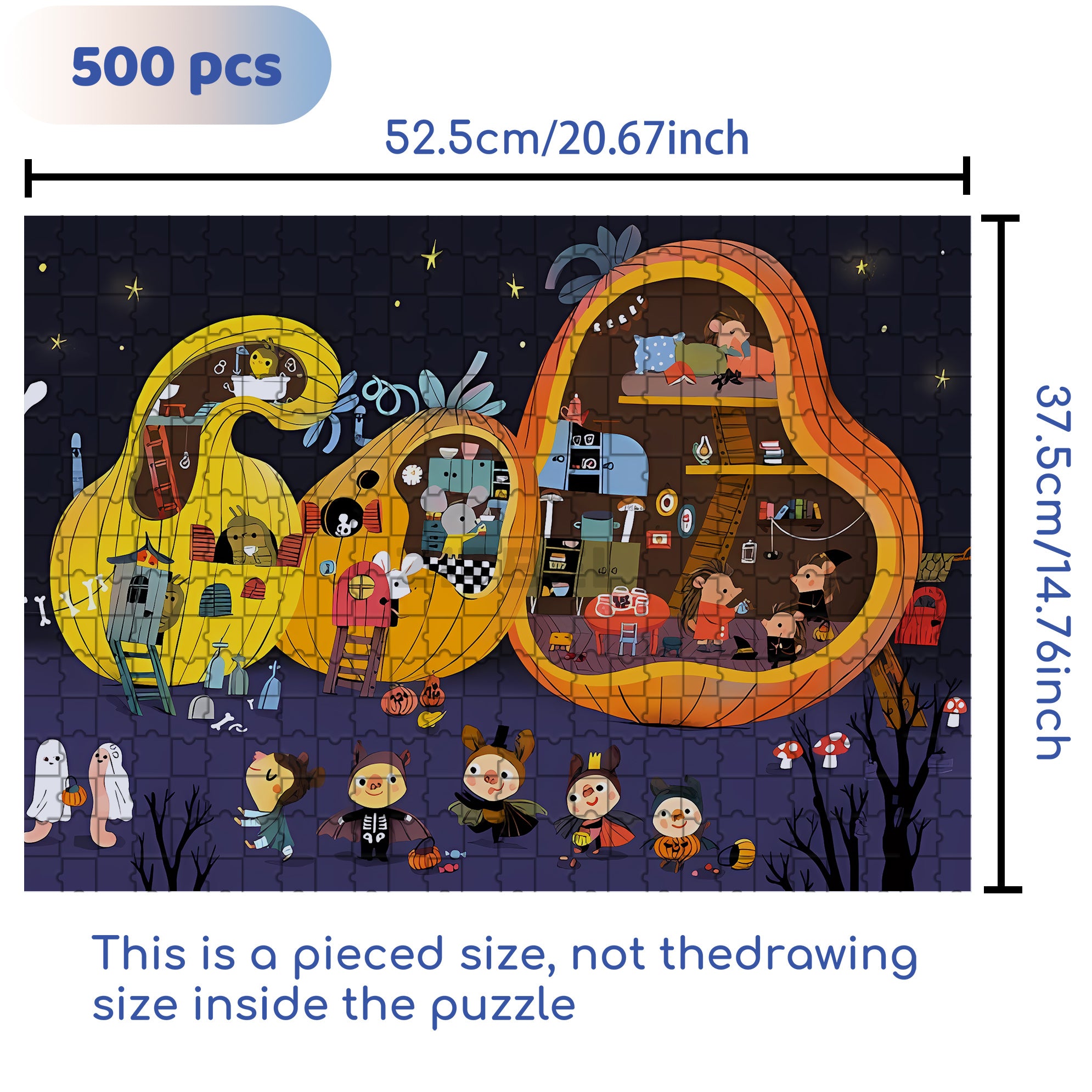Halloween 500pcs/1000pcs Jigsaw Puzzle, Scratch-Resistant, Interactive Family Game & Brain-Boosting DIY Decor, Perfect for Halloween, Christmas & New Year Gifts, Family Puzzle Game