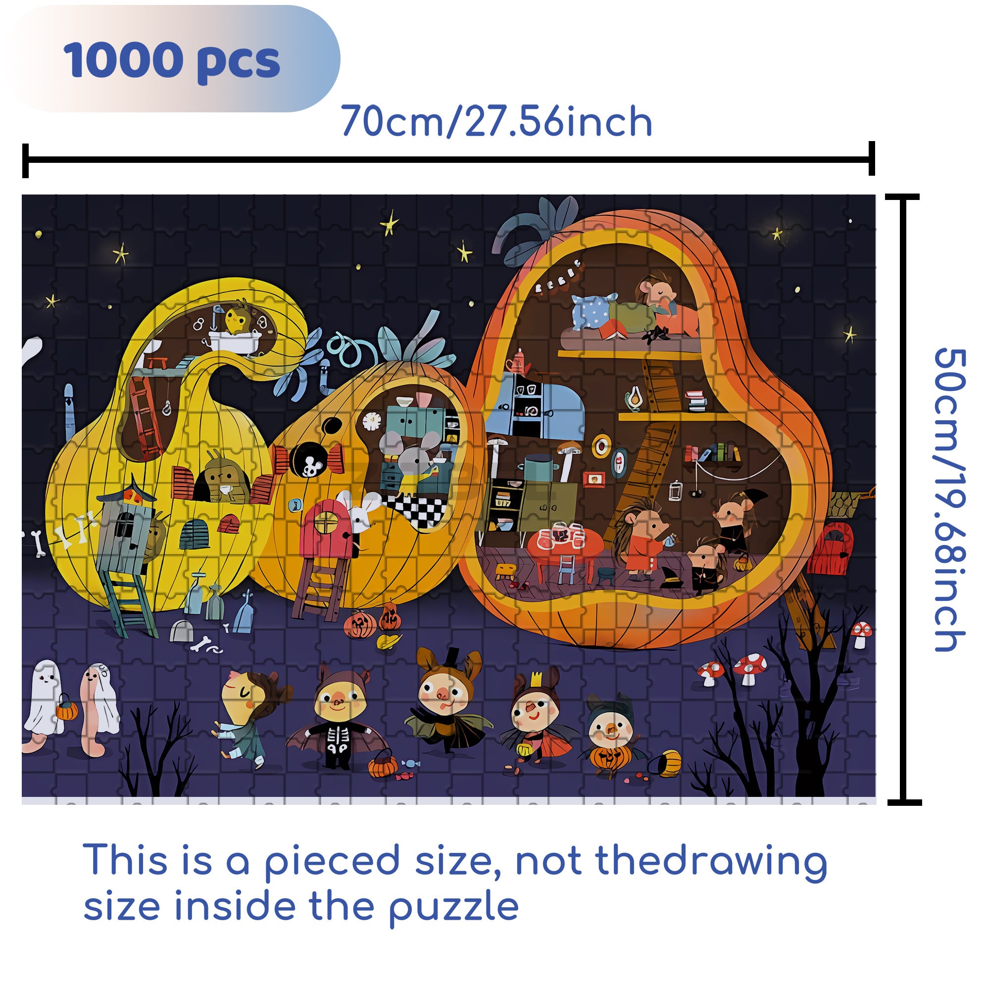 Halloween 500pcs/1000pcs Jigsaw Puzzle, Scratch-Resistant, Interactive Family Game & Brain-Boosting DIY Decor, Perfect for Halloween, Christmas & New Year Gifts, Family Puzzle Game