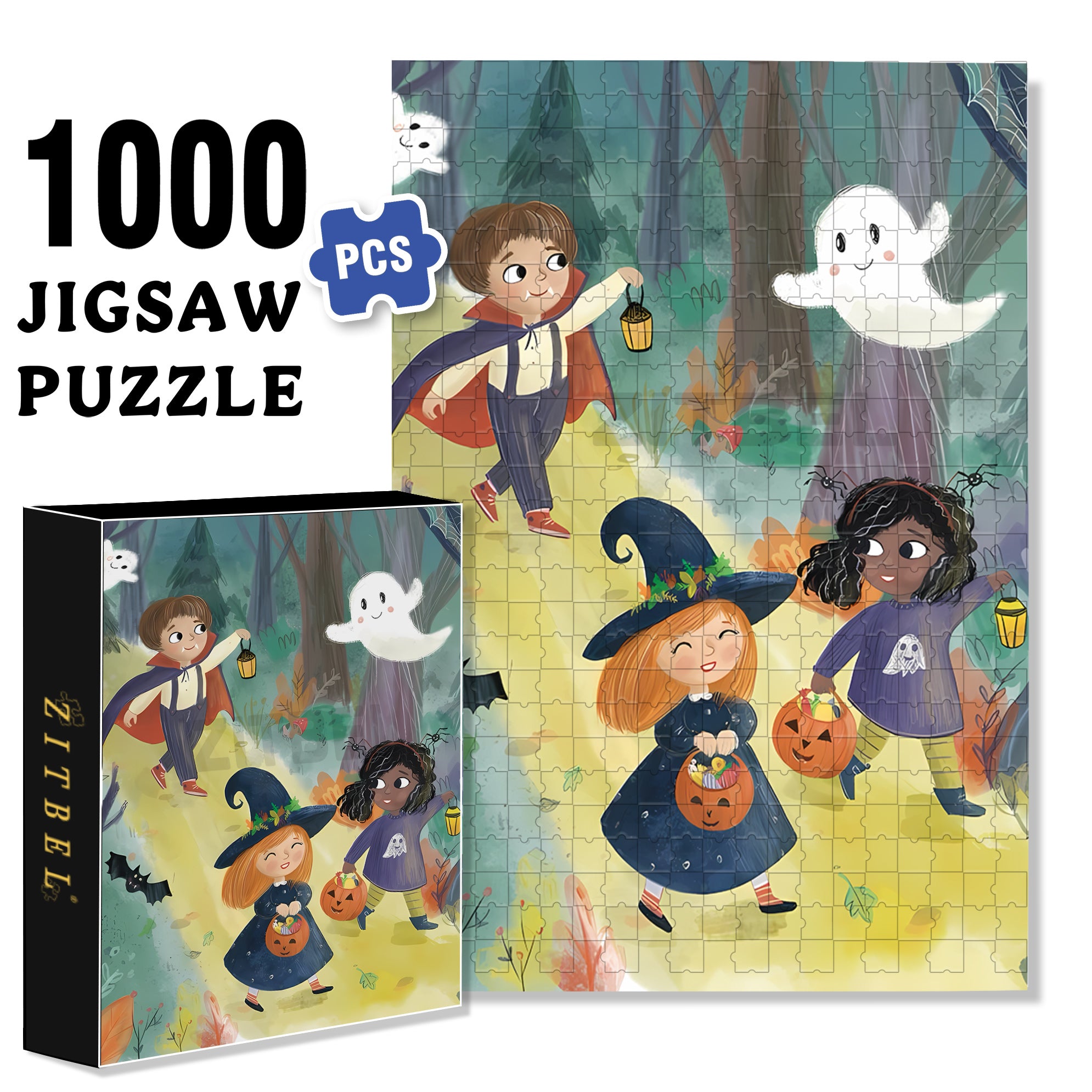 Happy Halloween , Trick Or Treat! 500pcs/1000pcs Jigsaw Puzzle, Scratch-Resistant, Interactive Family Game & Brain-Boosting DIY Decor, Perfect for Halloween, Christmas & New Year Gifts, Family Puzzle Game