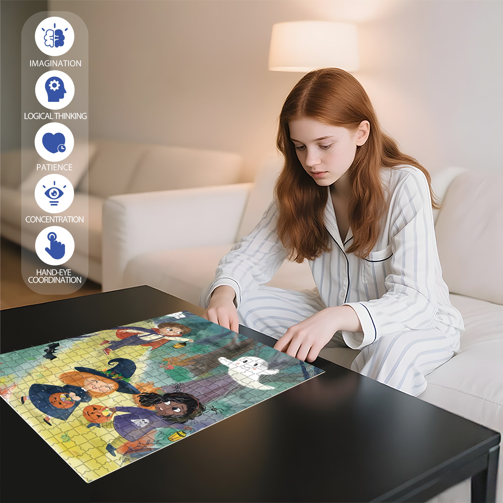 Happy Halloween , Trick Or Treat! 500pcs/1000pcs Jigsaw Puzzle, Scratch-Resistant, Interactive Family Game & Brain-Boosting DIY Decor, Perfect for Halloween, Christmas & New Year Gifts, Family Puzzle Game
