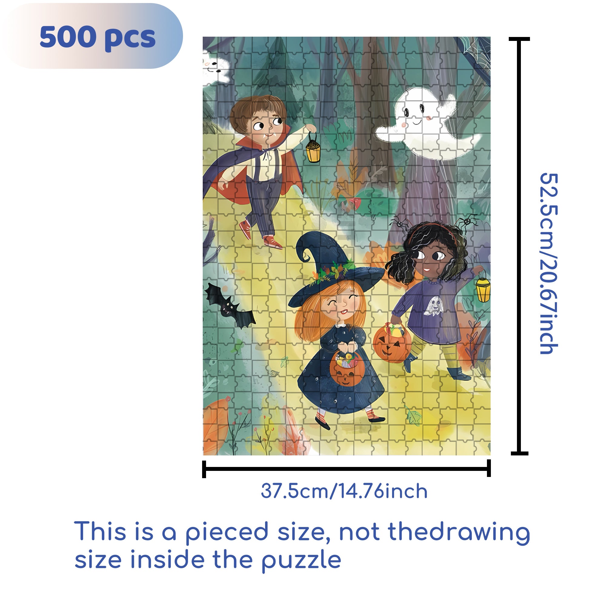 Happy Halloween , Trick Or Treat! 500pcs/1000pcs Jigsaw Puzzle, Scratch-Resistant, Interactive Family Game & Brain-Boosting DIY Decor, Perfect for Halloween, Christmas & New Year Gifts, Family Puzzle Game
