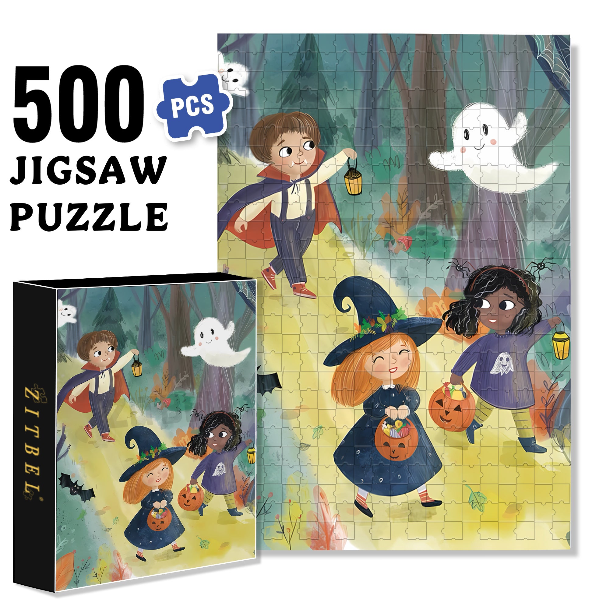Happy Halloween , Trick Or Treat! 500pcs/1000pcs Jigsaw Puzzle, Scratch-Resistant, Interactive Family Game & Brain-Boosting DIY Decor, Perfect for Halloween, Christmas & New Year Gifts, Family Puzzle Game