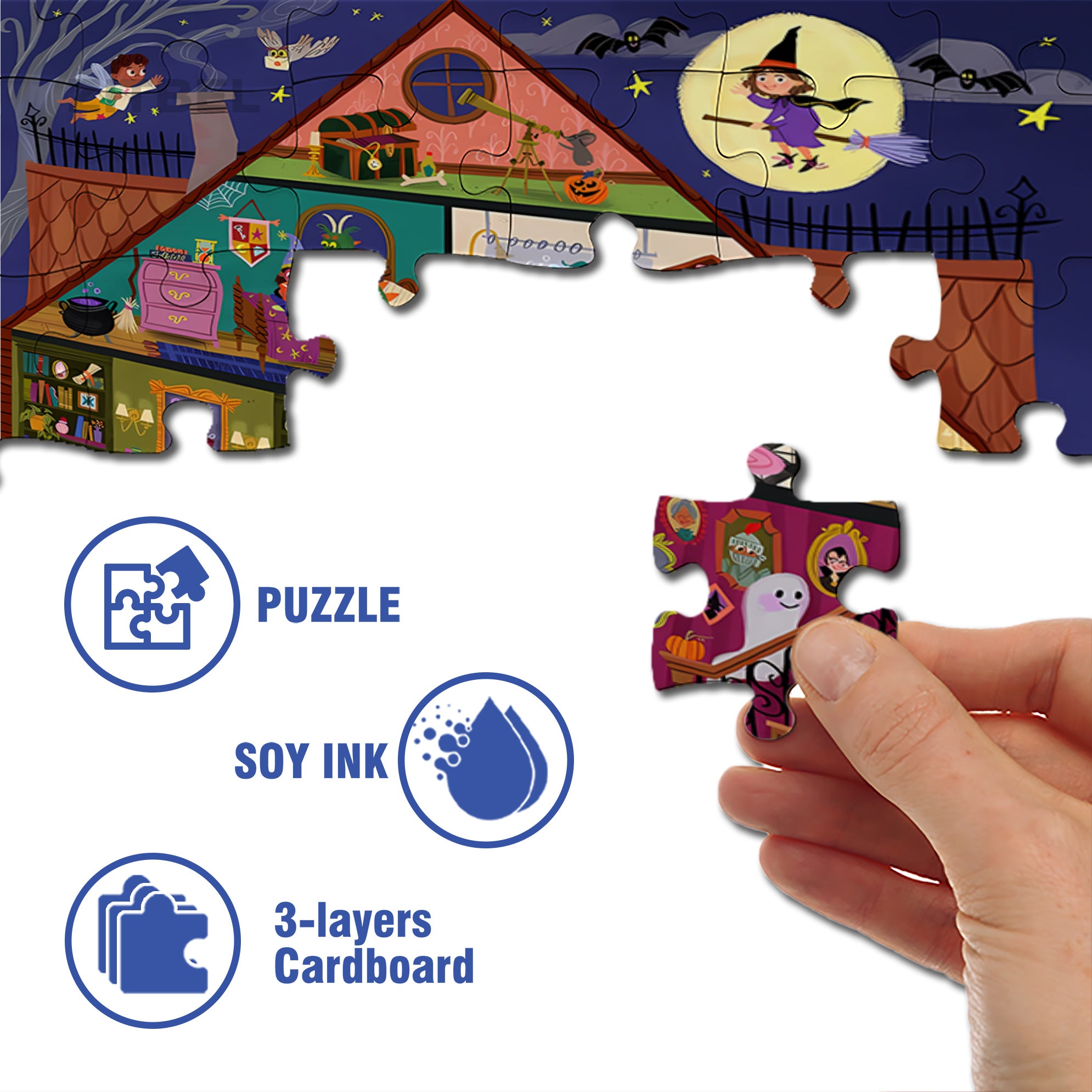 Haunted House 500pcs/1000pcs Jigsaw Puzzle, Scratch-Resistant, Interactive Family Game & Brain-Boosting DIY Decor, Perfect for Halloween, Christmas & New Year Gifts, Family Puzzle Game