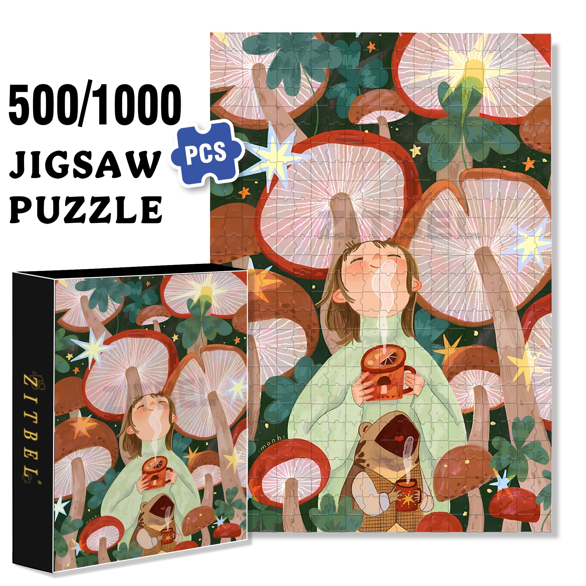 Hello March 500pcs/1000pcs Jigsaw Puzzle, Scratch-Resistant, Interactive Family Game & Brain-Boosting DIY Decor, Perfect for Halloween, Christmas & New Year Gifts, Family Puzzle Game
