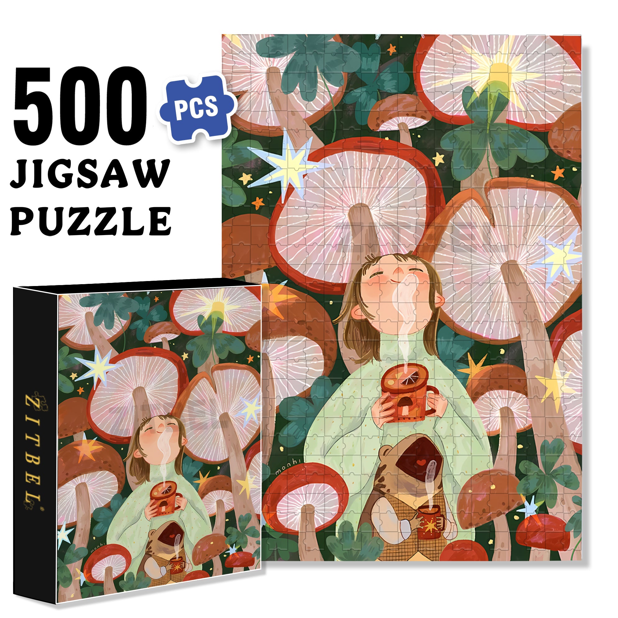 Hello March 500pcs/1000pcs Jigsaw Puzzle, Scratch-Resistant, Interactive Family Game & Brain-Boosting DIY Decor, Perfect for Halloween, Christmas & New Year Gifts, Family Puzzle Game