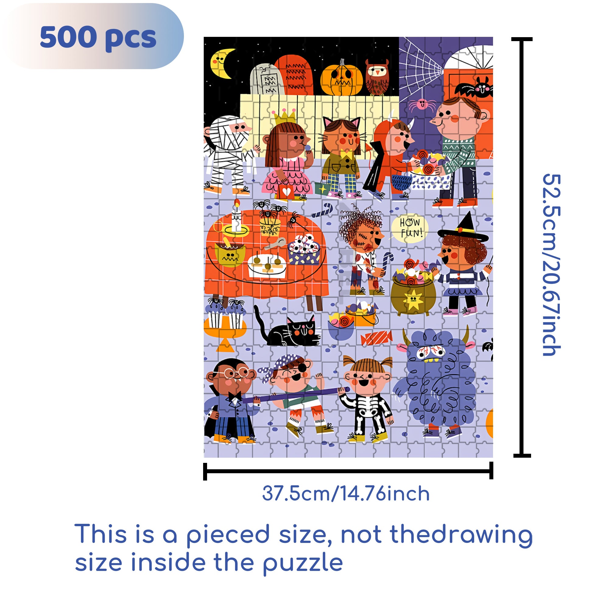 How Fun 500pcs/1000pcs Jigsaw Puzzle, Scratch-Resistant, Interactive Family Game & Brain-Boosting DIY Decor, Perfect for Halloween, Christmas & New Year Gifts, Family Puzzle Game