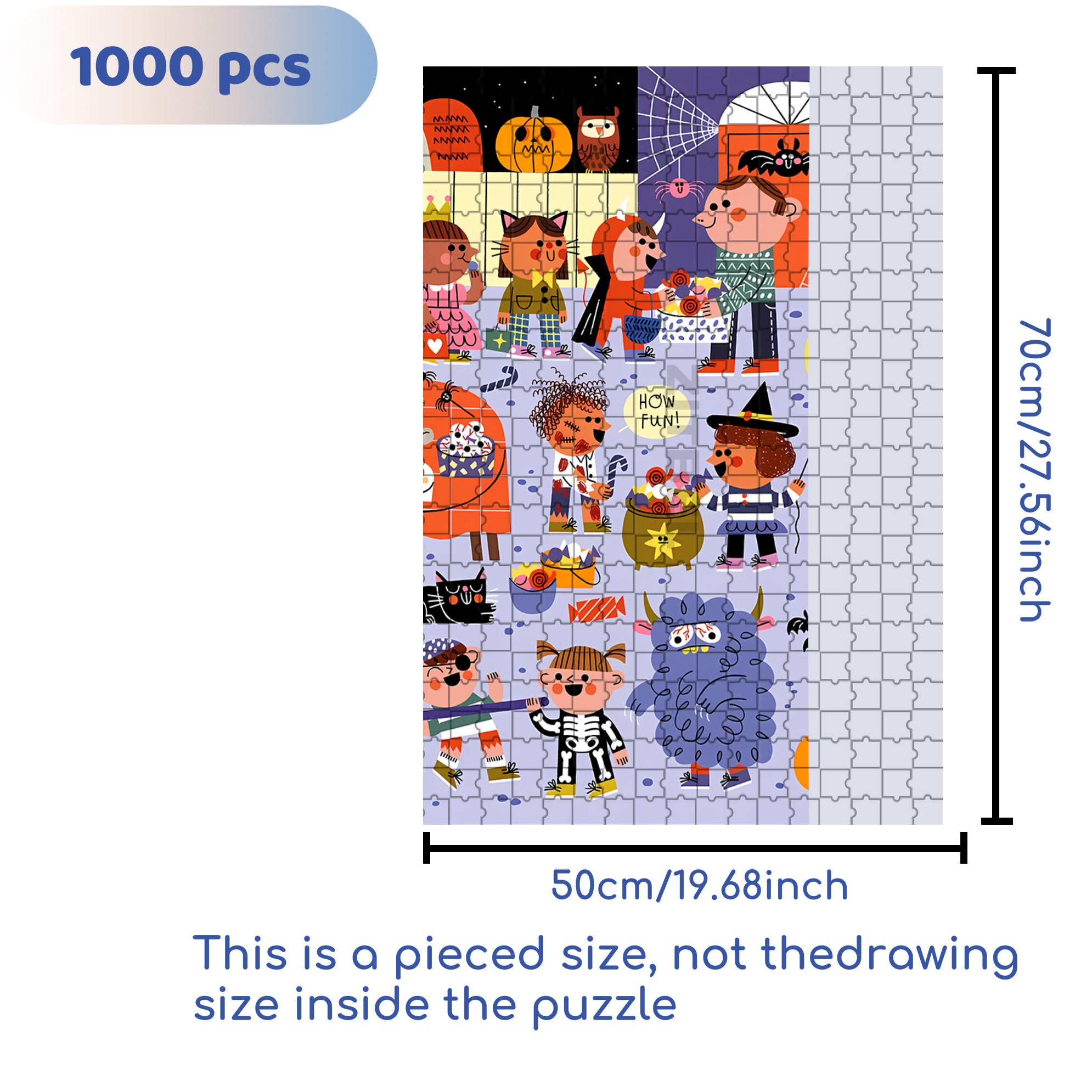 How Fun 500pcs/1000pcs Jigsaw Puzzle, Scratch-Resistant, Interactive Family Game & Brain-Boosting DIY Decor, Perfect for Halloween, Christmas & New Year Gifts, Family Puzzle Game