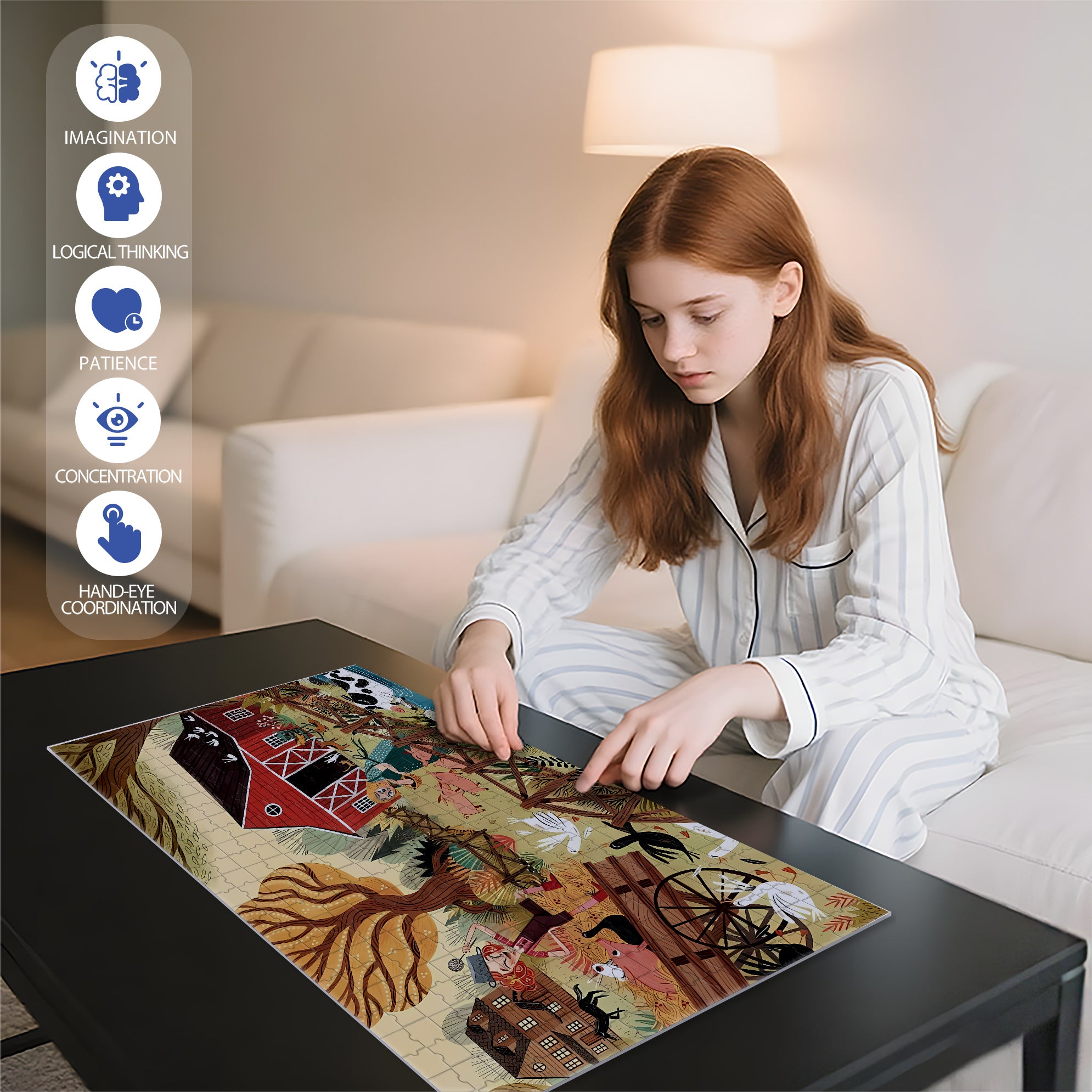 Interesting Farm 500pcs/1000pcs Jigsaw Puzzle, Scratch-Resistant, Interactive Family Game & Brain-Boosting DIY Decor, Perfect for Halloween, Christmas & New Year Gifts, Family Puzzle Game
