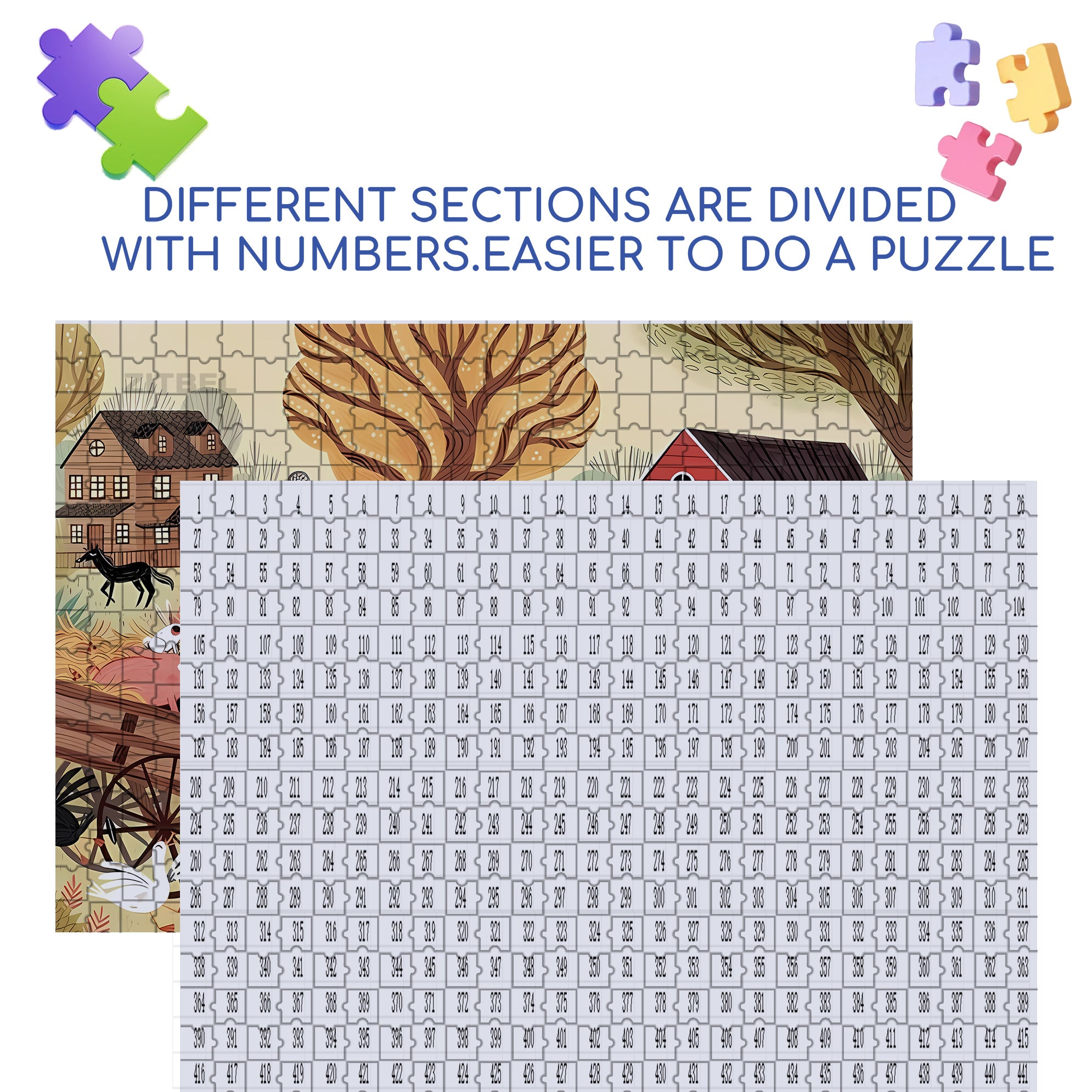 Interesting Farm 500pcs/1000pcs Jigsaw Puzzle, Scratch-Resistant, Interactive Family Game & Brain-Boosting DIY Decor, Perfect for Halloween, Christmas & New Year Gifts, Family Puzzle Game