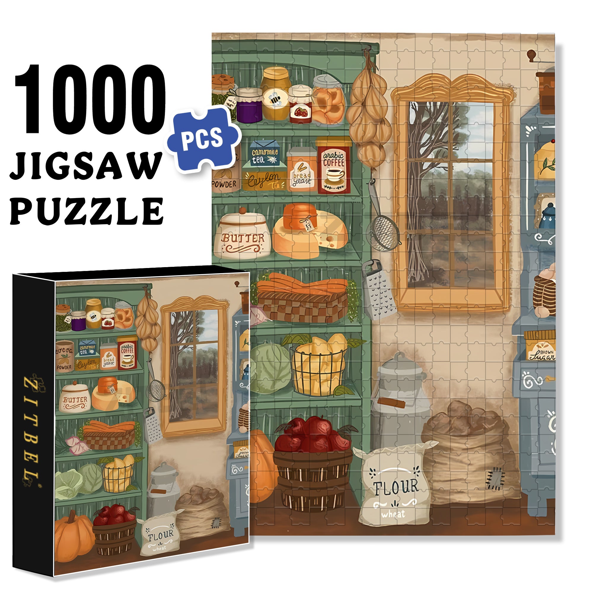 Josephine's kitchen 500pcs/1000pcs Jigsaw Puzzle, Scratch-Resistant, Interactive Family Game & Brain-Boosting DIY Decor, Perfect for Halloween, Christmas & New Year Gifts, Family Puzzle Game