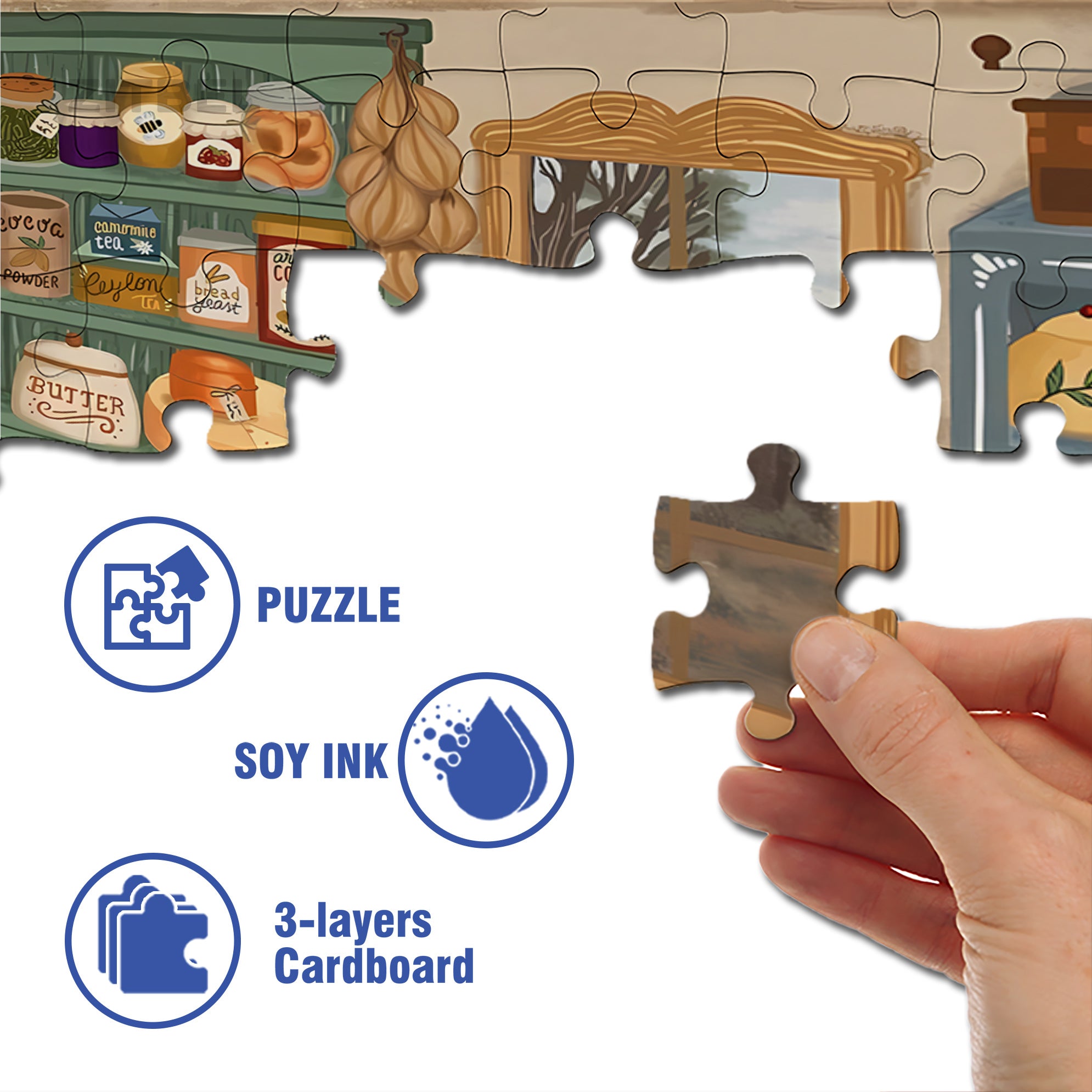 Josephine's kitchen 500pcs/1000pcs Jigsaw Puzzle, Scratch-Resistant, Interactive Family Game & Brain-Boosting DIY Decor, Perfect for Halloween, Christmas & New Year Gifts, Family Puzzle Game