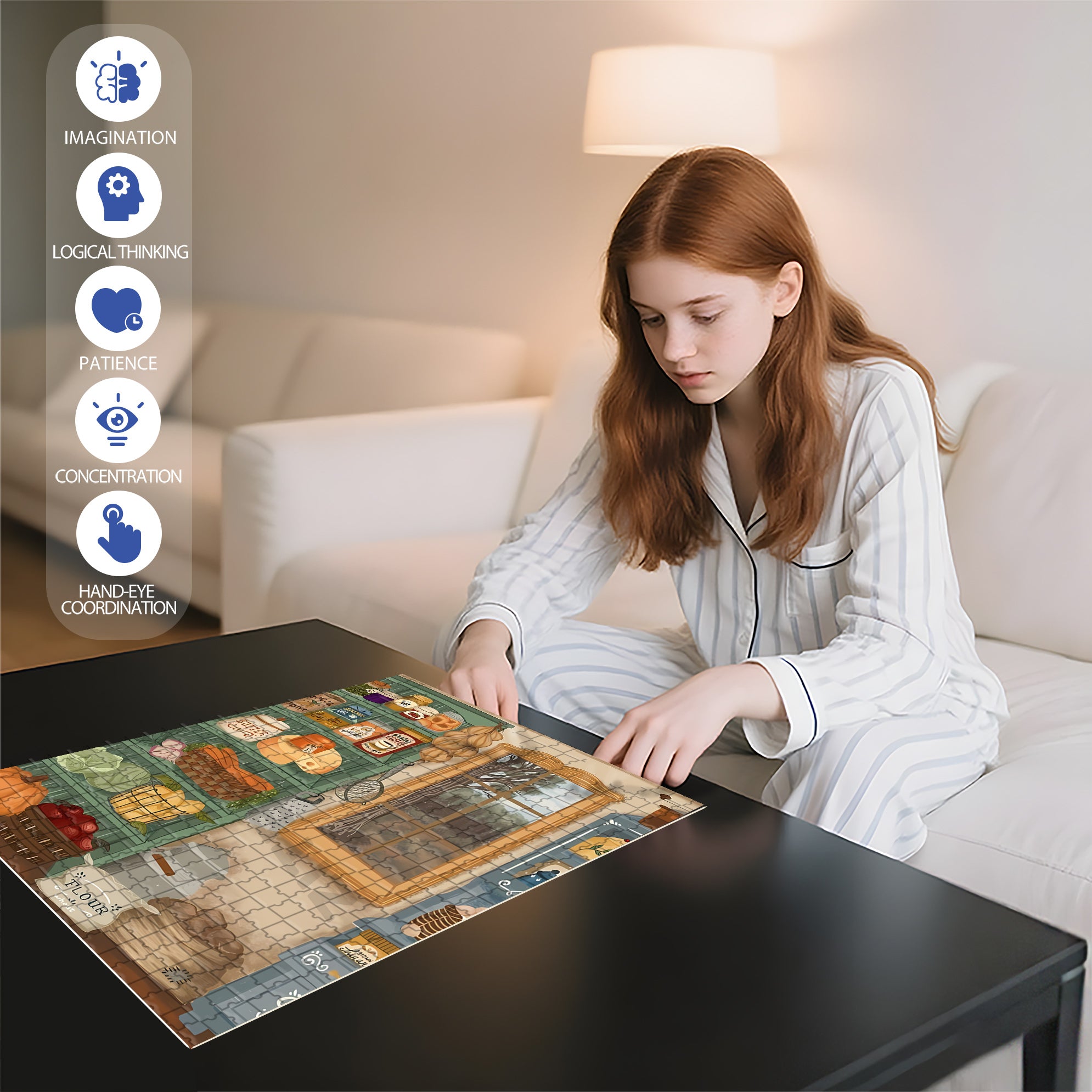 Josephine's kitchen 500pcs/1000pcs Jigsaw Puzzle, Scratch-Resistant, Interactive Family Game & Brain-Boosting DIY Decor, Perfect for Halloween, Christmas & New Year Gifts, Family Puzzle Game