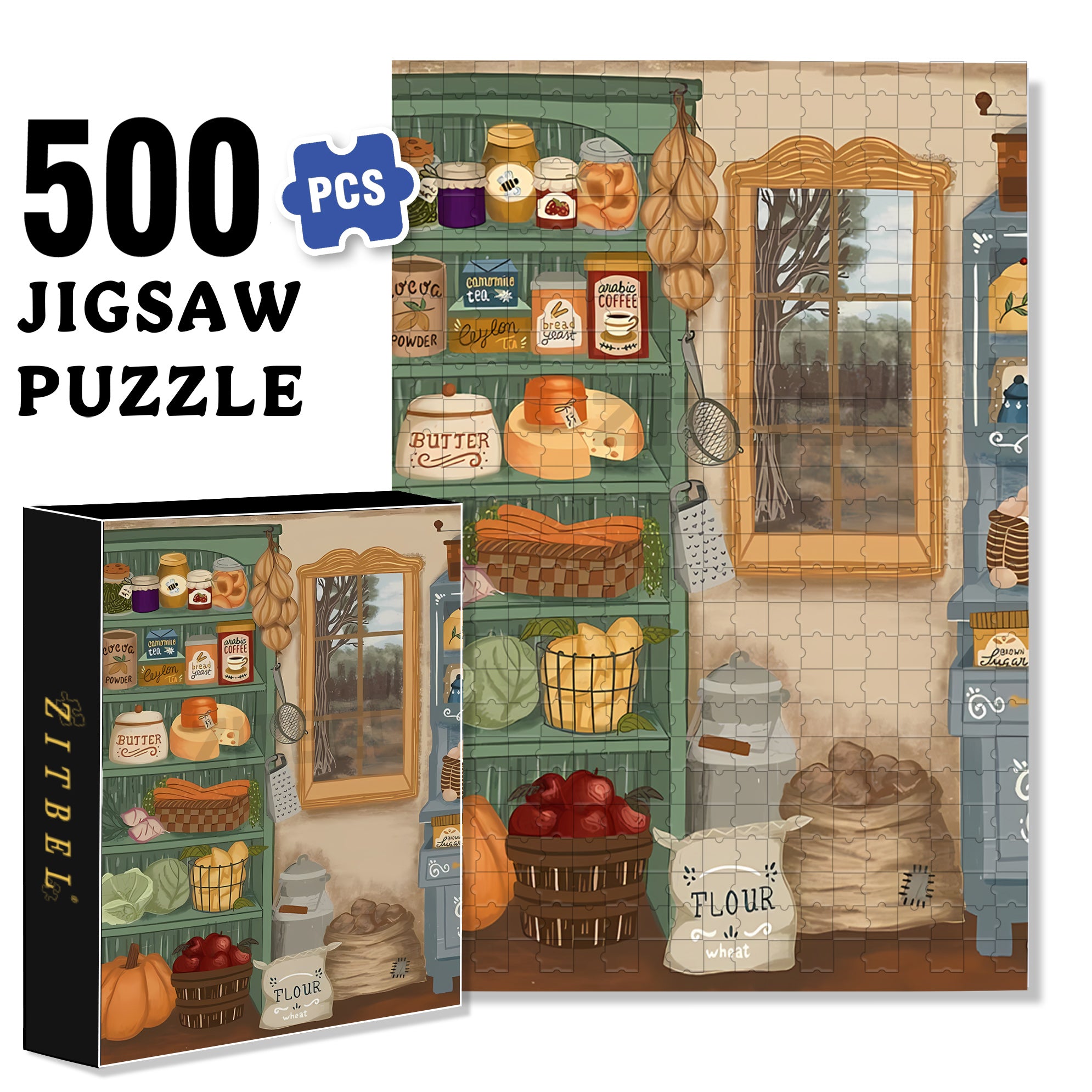 Josephine's kitchen 500pcs/1000pcs Jigsaw Puzzle, Scratch-Resistant, Interactive Family Game & Brain-Boosting DIY Decor, Perfect for Halloween, Christmas & New Year Gifts, Family Puzzle Game