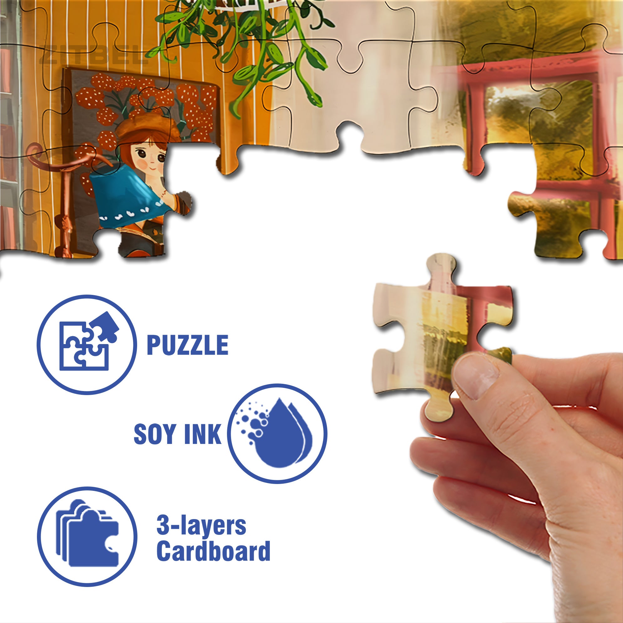 Lie Up 500pcs/1000pcs Jigsaw Puzzle, Scratch-Resistant, Interactive Family Game & Brain-Boosting DIY Decor, Perfect for Halloween, Christmas & New Year Gifts, Family Puzzle Game