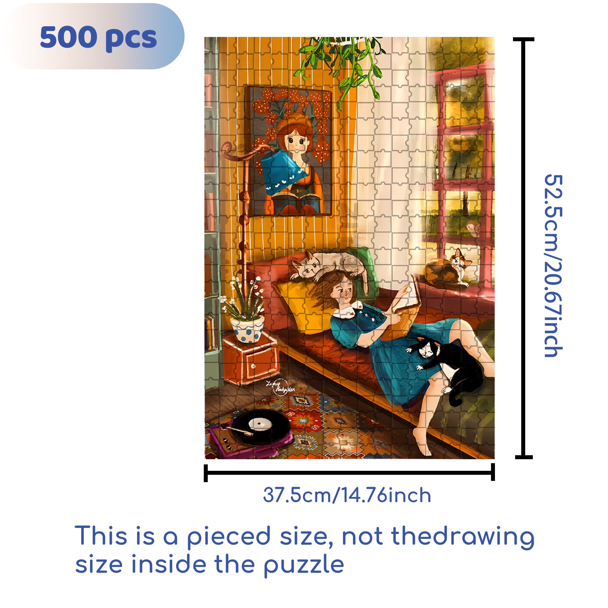 Lie Up 500pcs/1000pcs Jigsaw Puzzle, Scratch-Resistant, Interactive Family Game & Brain-Boosting DIY Decor, Perfect for Halloween, Christmas & New Year Gifts, Family Puzzle Game