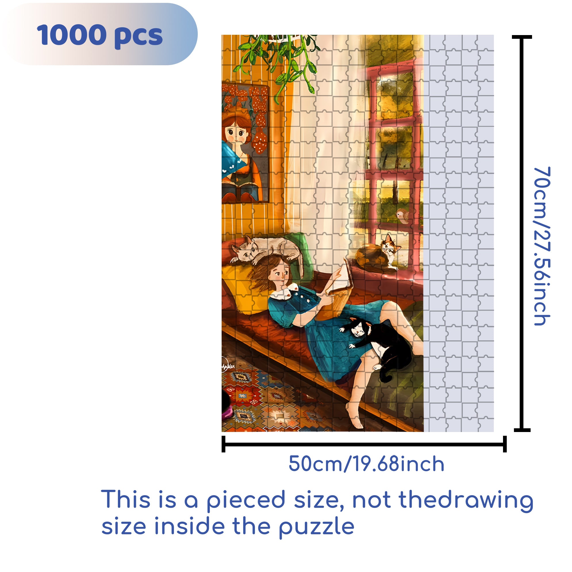 Lie Up 500pcs/1000pcs Jigsaw Puzzle, Scratch-Resistant, Interactive Family Game & Brain-Boosting DIY Decor, Perfect for Halloween, Christmas & New Year Gifts, Family Puzzle Game