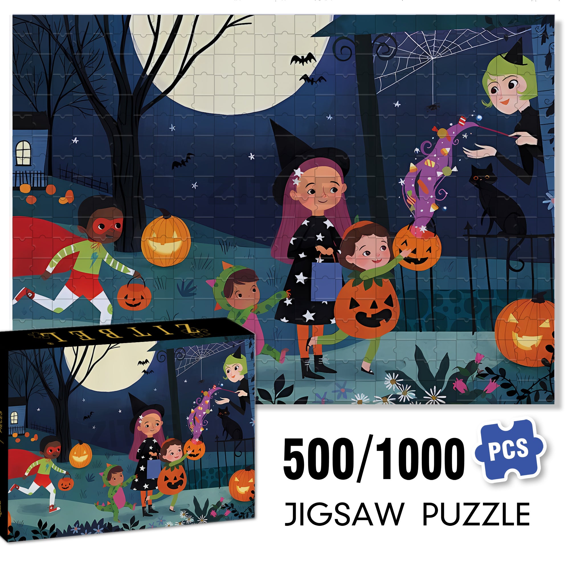 Lindsay Dale 500pcs/1000pcs Jigsaw Puzzle, Scratch-Resistant, Interactive Family Game & Brain-Boosting DIY Decor, Perfect for Halloween, Christmas & New Year Gifts, Family Puzzle Game