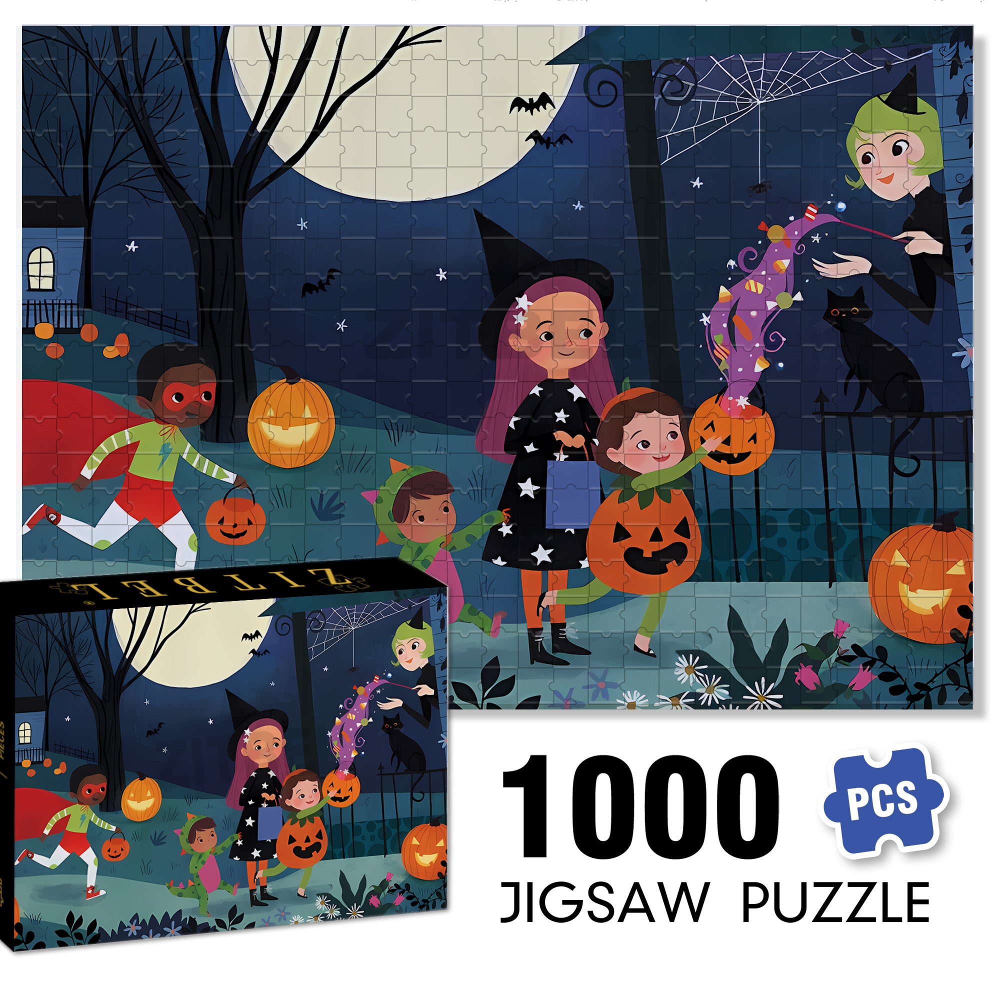 Lindsay Dale 500pcs/1000pcs Jigsaw Puzzle, Scratch-Resistant, Interactive Family Game & Brain-Boosting DIY Decor, Perfect for Halloween, Christmas & New Year Gifts, Family Puzzle Game