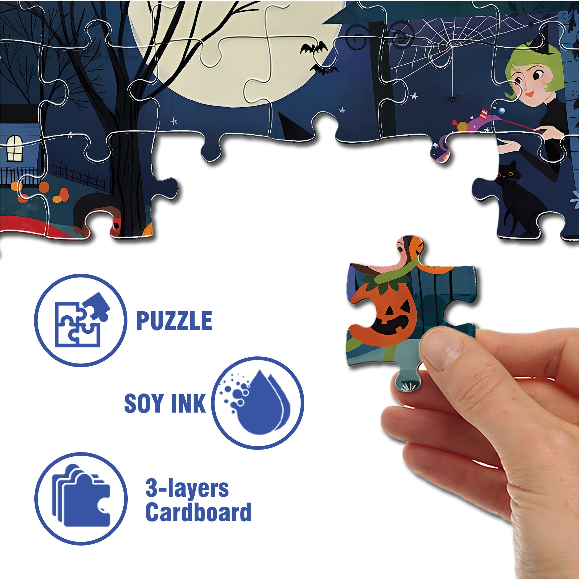 Lindsay Dale 500pcs/1000pcs Jigsaw Puzzle, Scratch-Resistant, Interactive Family Game & Brain-Boosting DIY Decor, Perfect for Halloween, Christmas & New Year Gifts, Family Puzzle Game