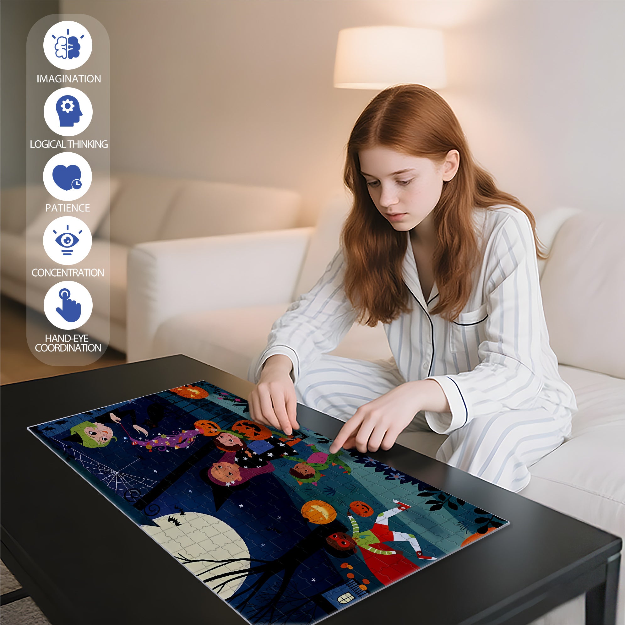 Lindsay Dale 500pcs/1000pcs Jigsaw Puzzle, Scratch-Resistant, Interactive Family Game & Brain-Boosting DIY Decor, Perfect for Halloween, Christmas & New Year Gifts, Family Puzzle Game