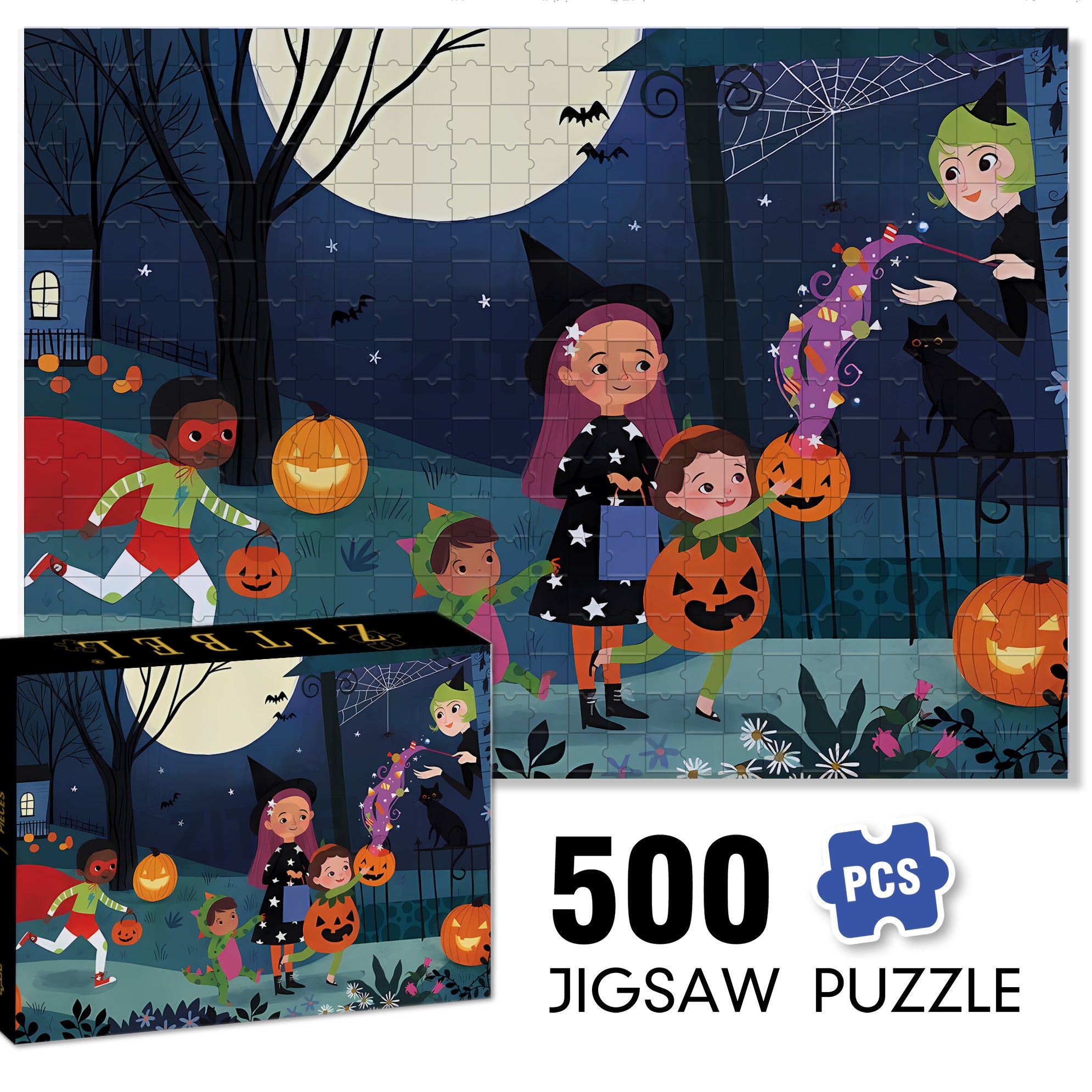 Lindsay Dale 500pcs/1000pcs Jigsaw Puzzle, Scratch-Resistant, Interactive Family Game & Brain-Boosting DIY Decor, Perfect for Halloween, Christmas & New Year Gifts, Family Puzzle Game