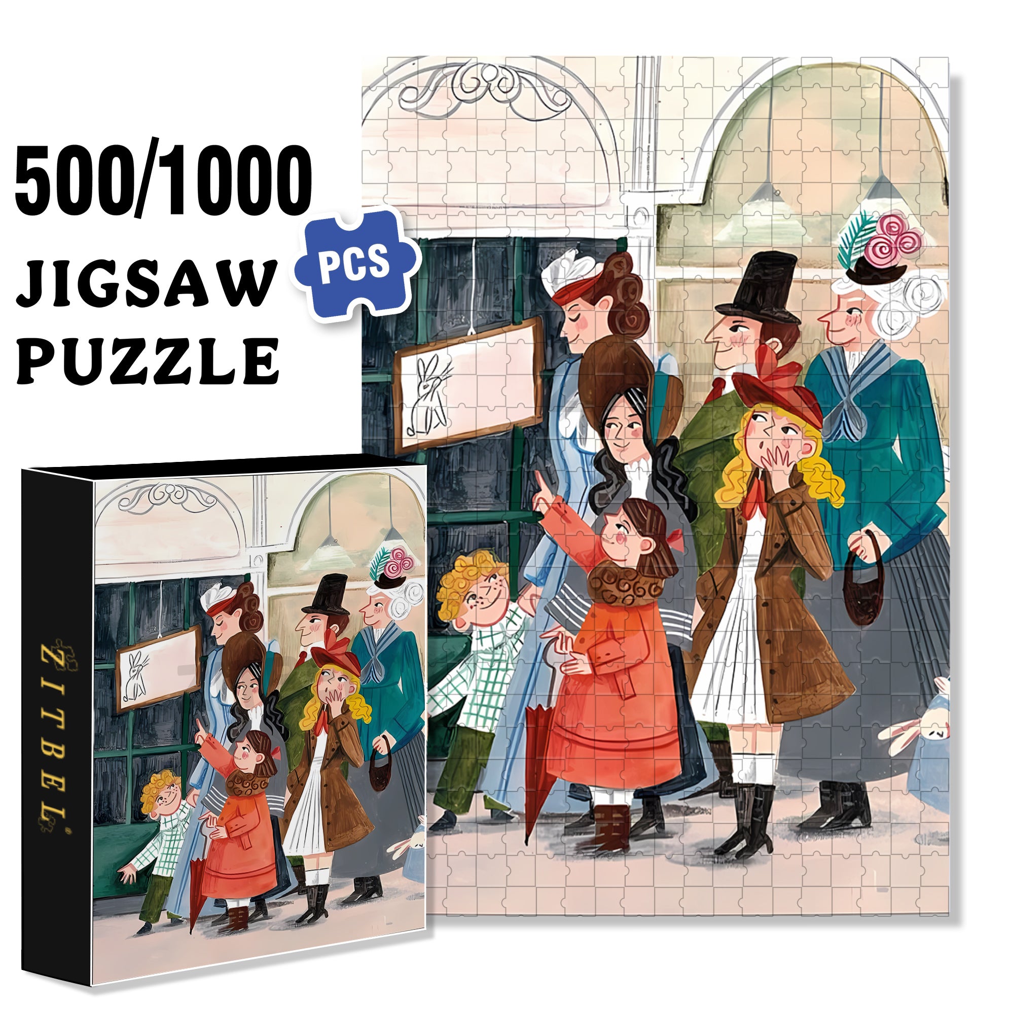 Line Up 500pcs/1000pcs Jigsaw Puzzle, Scratch-Resistant, Interactive Family Game & Brain-Boosting DIY Decor, Perfect for Halloween, Christmas & New Year Gifts, Family Puzzle Game