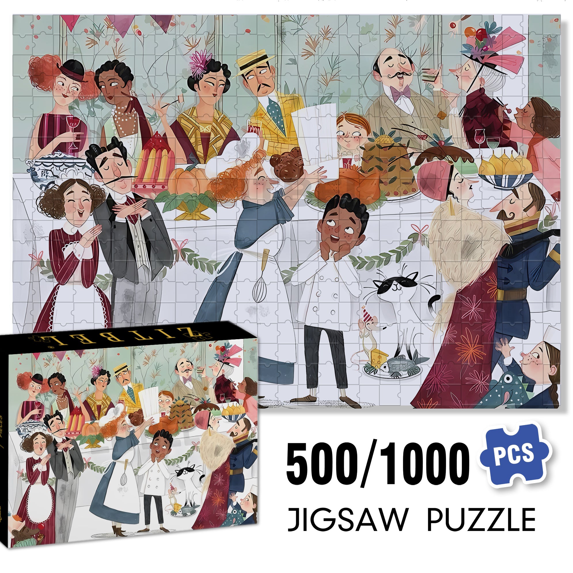Little Chef 500pcs/1000pcs Jigsaw Puzzle, Scratch-Resistant, Interactive Family Game & Brain-Boosting DIY Decor, Perfect for Halloween, Christmas & New Year Gifts, Family Puzzle Game