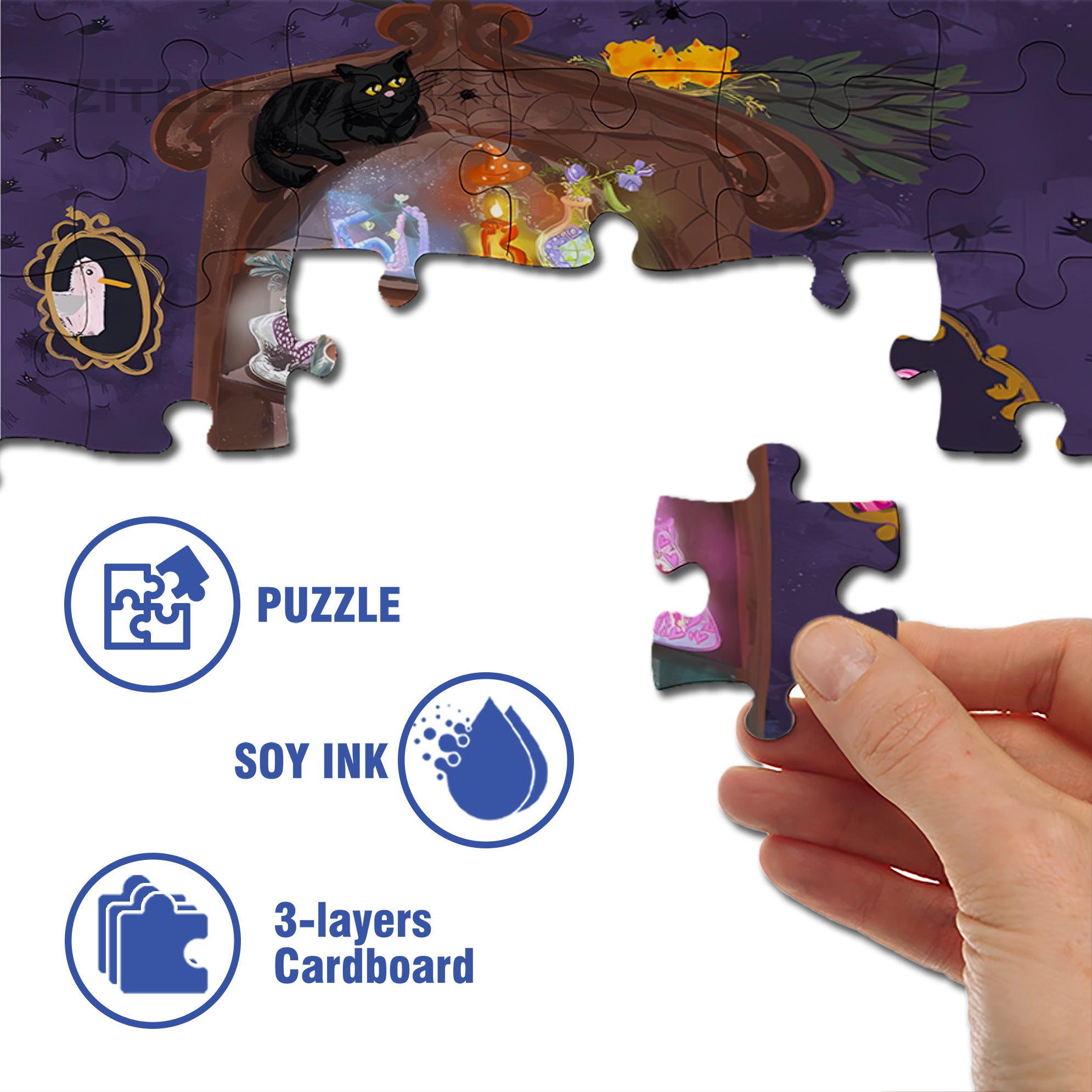 Magic Bottle 500pcs/1000pcs Jigsaw Puzzle, Scratch-Resistant, Interactive Family Game & Brain-Boosting DIY Decor, Perfect for Halloween, Christmas & New Year Gifts, Family Puzzle Game