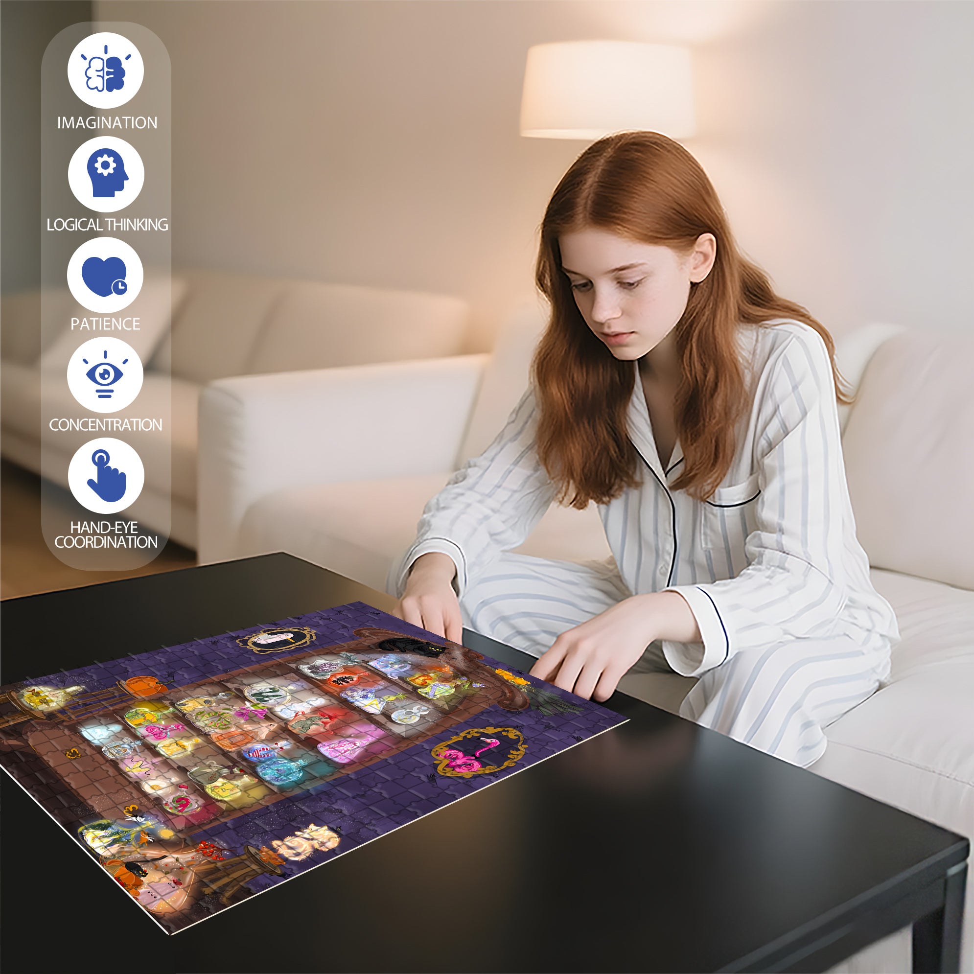 Magic Bottle 500pcs/1000pcs Jigsaw Puzzle, Scratch-Resistant, Interactive Family Game & Brain-Boosting DIY Decor, Perfect for Halloween, Christmas & New Year Gifts, Family Puzzle Game