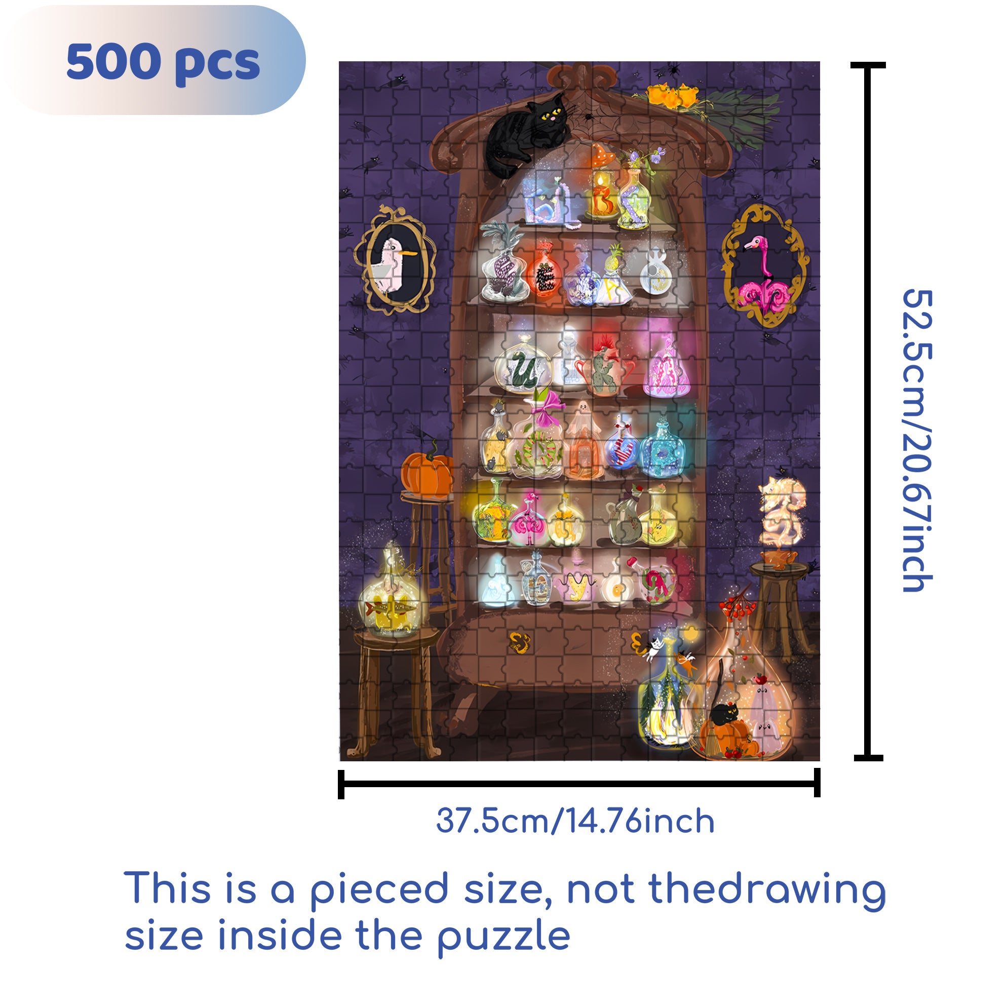Magic Bottle 500pcs/1000pcs Jigsaw Puzzle, Scratch-Resistant, Interactive Family Game & Brain-Boosting DIY Decor, Perfect for Halloween, Christmas & New Year Gifts, Family Puzzle Game