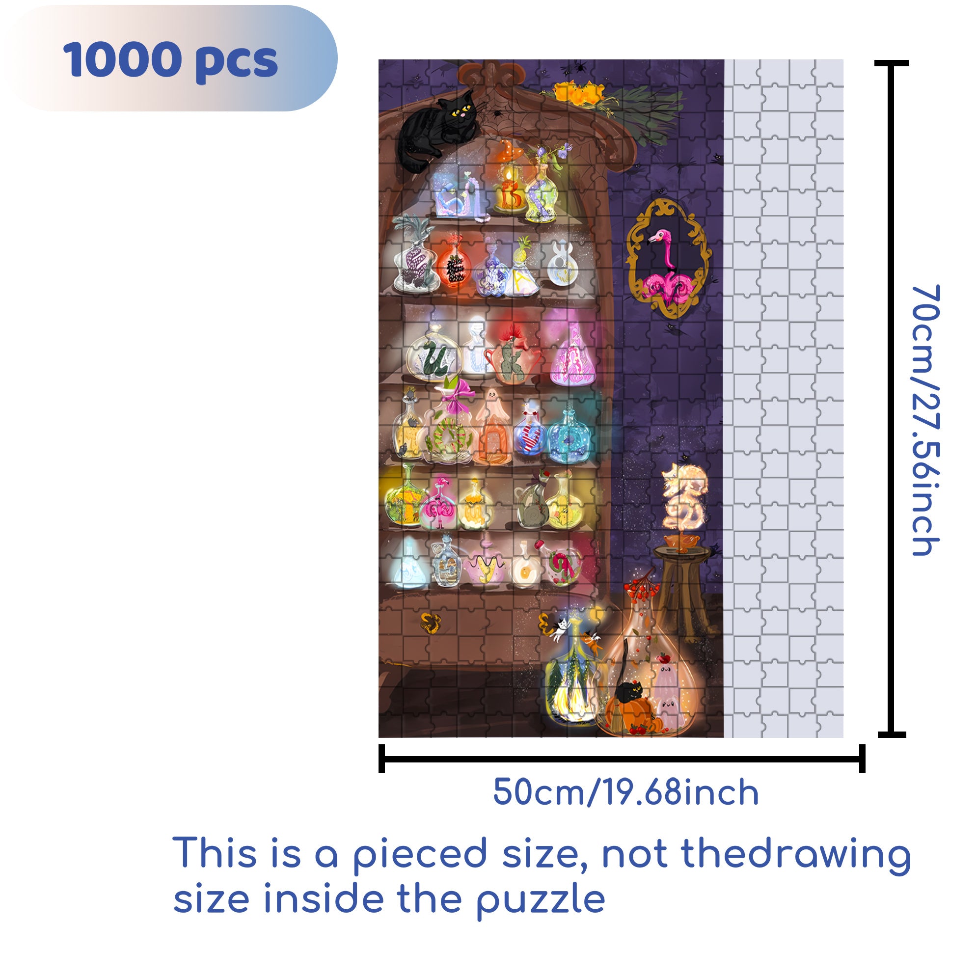 Magic Bottle 500pcs/1000pcs Jigsaw Puzzle, Scratch-Resistant, Interactive Family Game & Brain-Boosting DIY Decor, Perfect for Halloween, Christmas & New Year Gifts, Family Puzzle Game