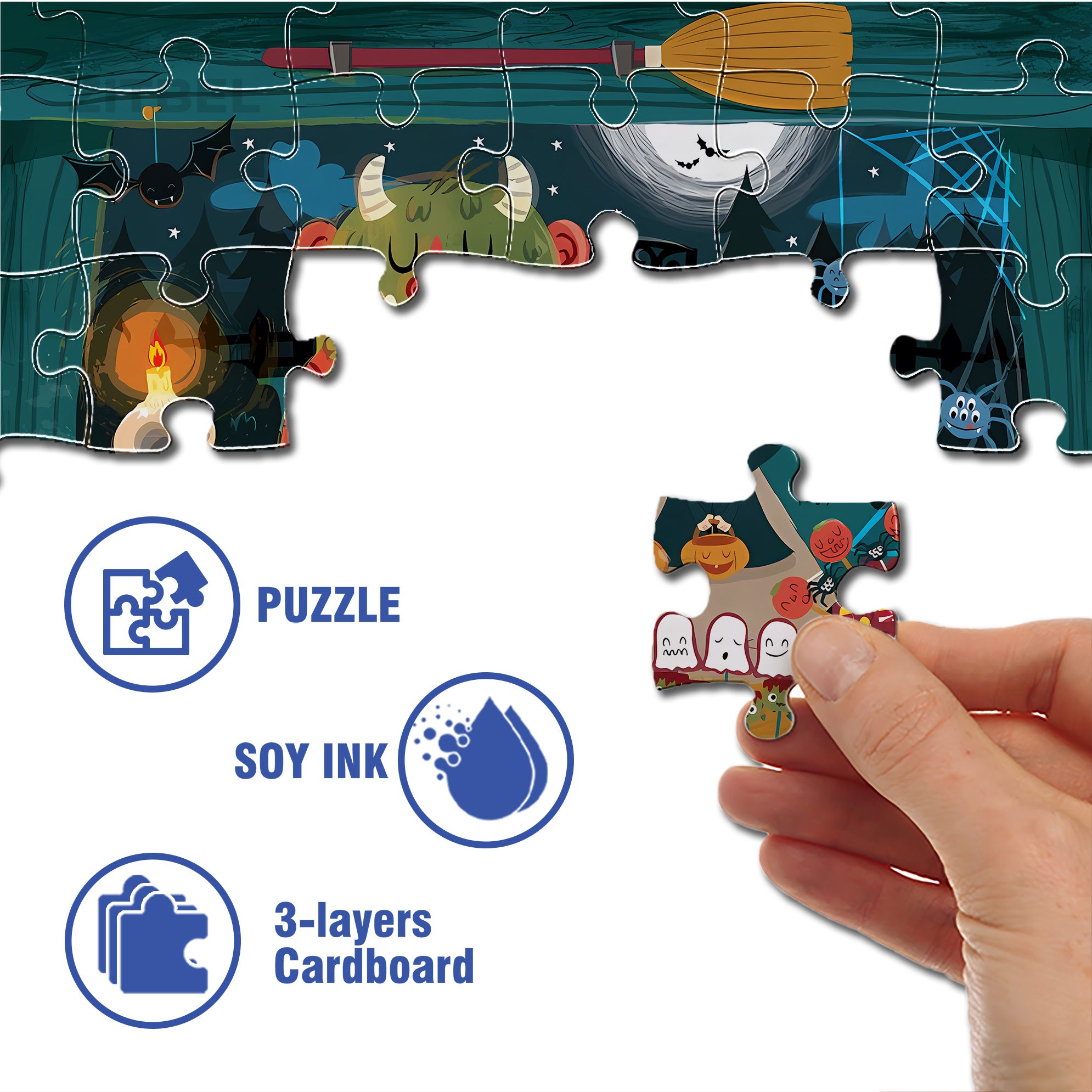Monster treat! 500pcs/1000pcs Jigsaw Puzzle, Scratch-Resistant, Interactive Family Game & Brain-Boosting DIY Decor, Perfect for Halloween, Christmas & New Year Gifts, Family Puzzle Game