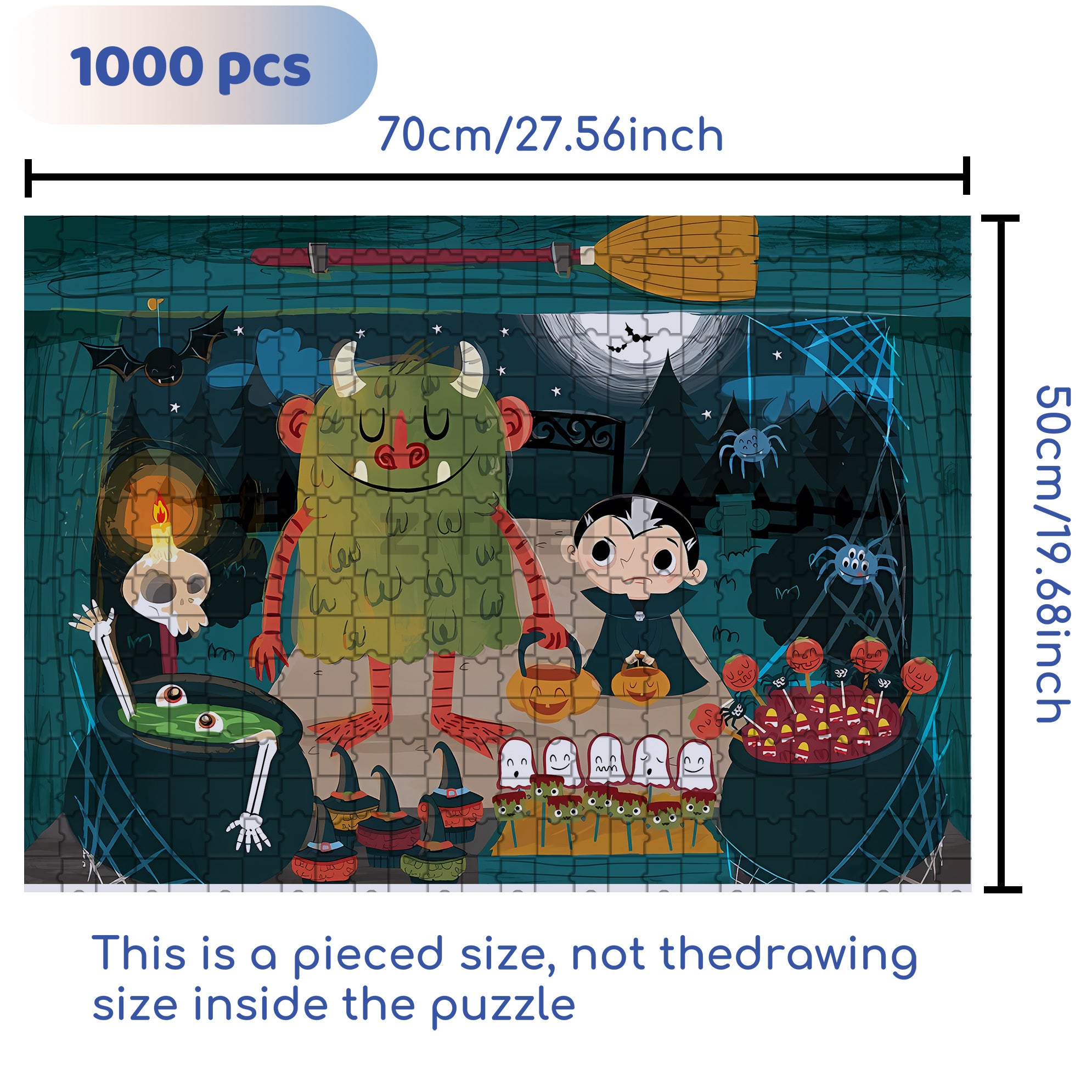 Monster treat! 500pcs/1000pcs Jigsaw Puzzle, Scratch-Resistant, Interactive Family Game & Brain-Boosting DIY Decor, Perfect for Halloween, Christmas & New Year Gifts, Family Puzzle Game