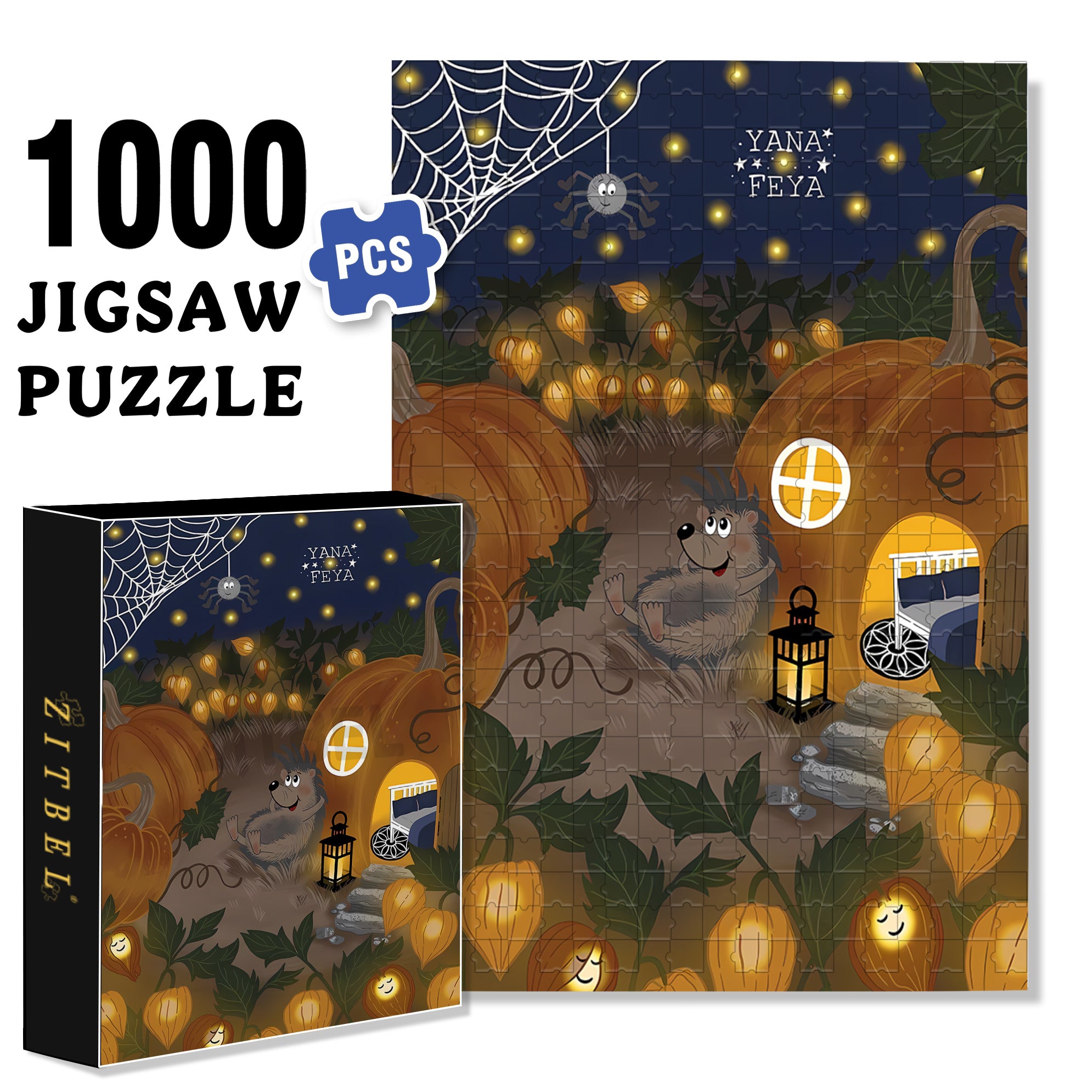 Mr. Hedgehog 500pcs/1000pcs Jigsaw Puzzle, Scratch-Resistant, Interactive Family Game & Brain-Boosting DIY Decor, Perfect for Halloween, Christmas & New Year Gifts, Family Puzzle Game