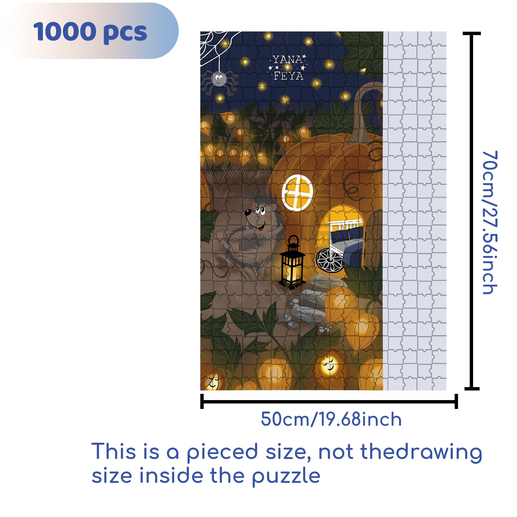Mr. Hedgehog 500pcs/1000pcs Jigsaw Puzzle, Scratch-Resistant, Interactive Family Game & Brain-Boosting DIY Decor, Perfect for Halloween, Christmas & New Year Gifts, Family Puzzle Game